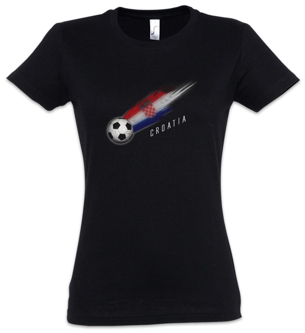 Urban Backwoods Print-Shirt Croatia Football Comet I Damen T-Shirt Kroatien Kroatisch Kroatische (1-tlg) Fahne Croatian Fußball Fussball