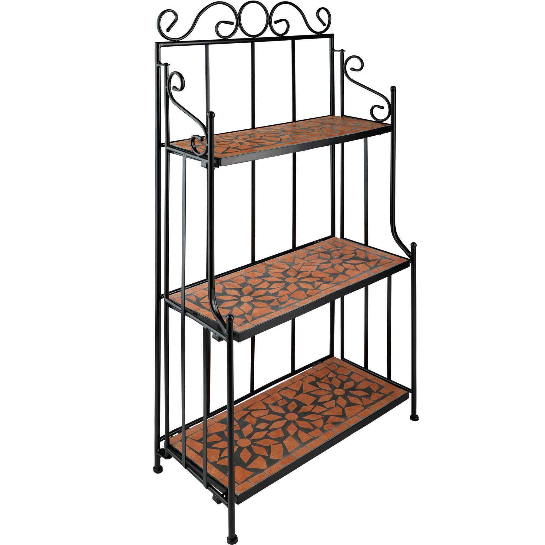 tectake Pflanztisch Blumentreppe, 61 x 29 x 114 cm, klappbar und mit 3 Mosaikböden (Blumenregal, 1-St., in terracotta), Robuste Konstruktion