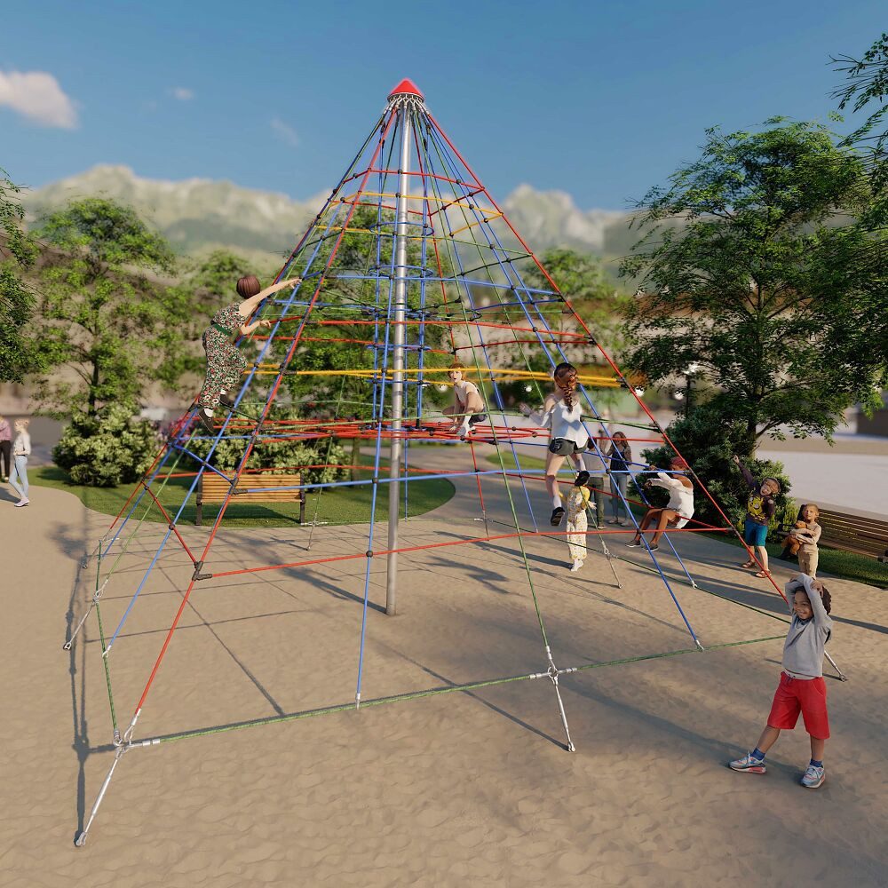 Huck Seiltechnik Klettergerüst Seilpyramide Super-Climb, Robuste Herkulsseile mit Stahleinlage