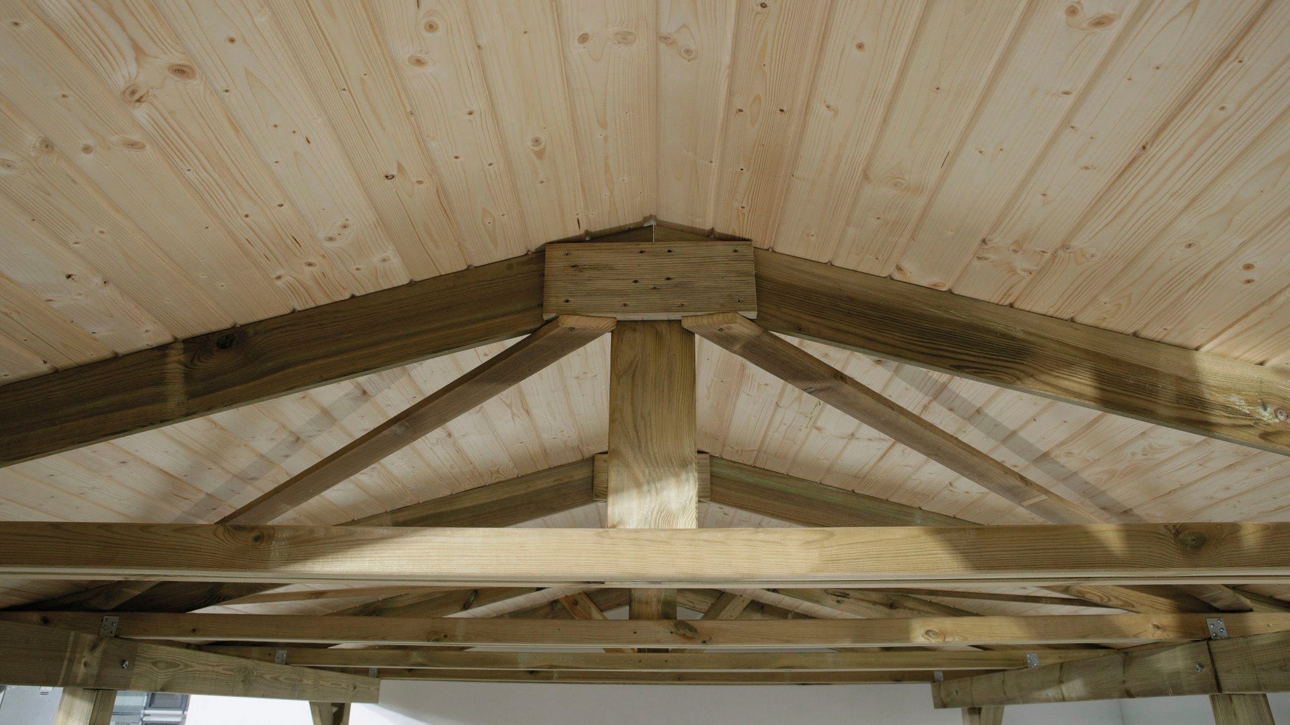 weka Einzelcarport "611" mit 18-mm-Satteldach aus Massivholz, BxT: 358x500 cm, 215 cm Einfahrtshöhe, aus naturbelassenem Kiefernholz