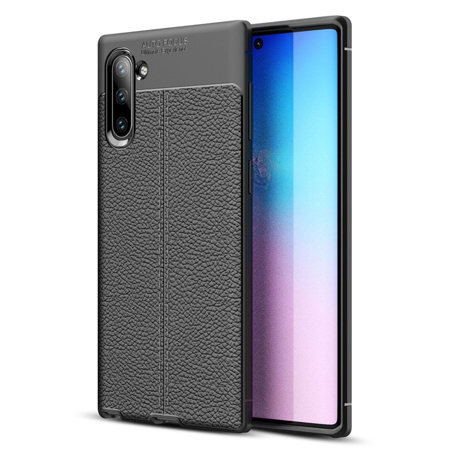 Nalia Smartphone-Hülle Samsung Galaxy Note 10, Carbon Look Silikon Hülle / Matt Schwarz / Rutschfest / Karbon Optik