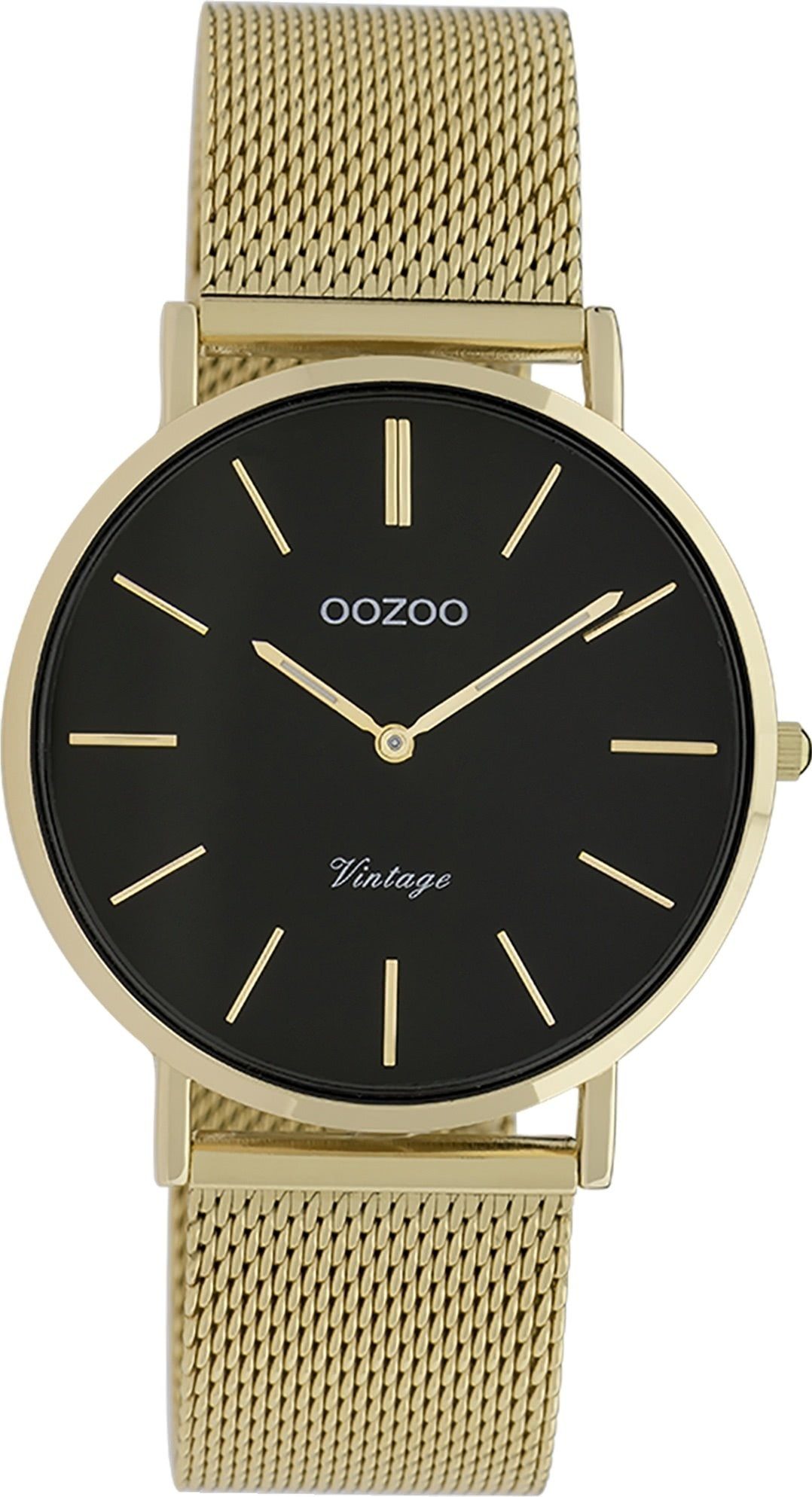 Analog, rund, 36mm) Fashion-Style OOZOO Quarzuhr Damenuhr gold Armbanduhr mittel Edelstahlarmband, Oozoo Damen (ca.