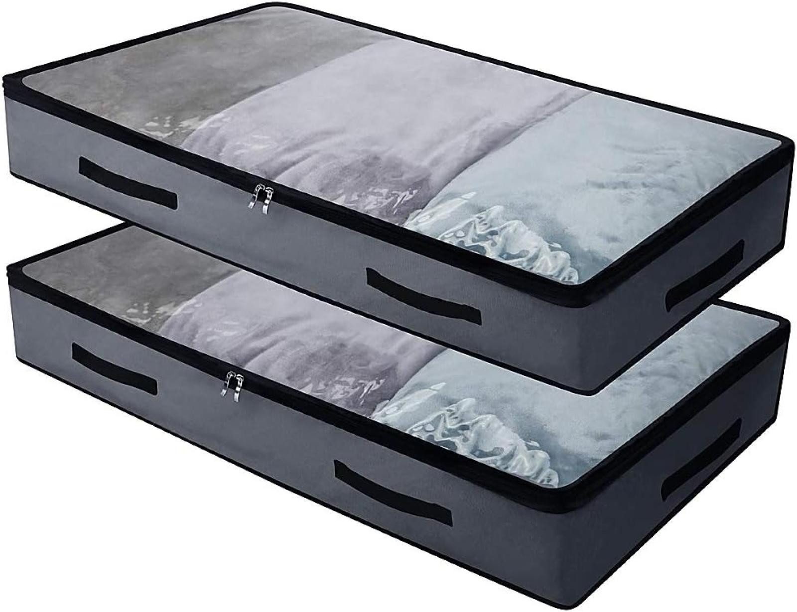 FELIXLEO Unterbettkommode 2er Set transparente Aufbewahrungstaschen für unter das Bett Organizer (1 St)