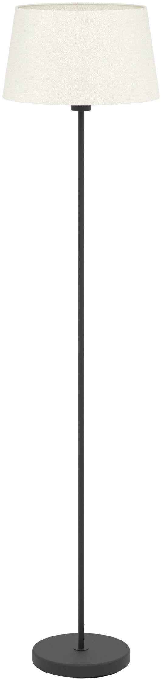EGLO Stehlampe FEBRES Stehlampe - Stahl - E27 - 1X60W - IP20, Ein-/Ausschalter, ohne Leuchtmittel, Standlampe, Bouclé Stoff, weiß, schwarz, Wohnzimmer, H153 x Ø 35 cm