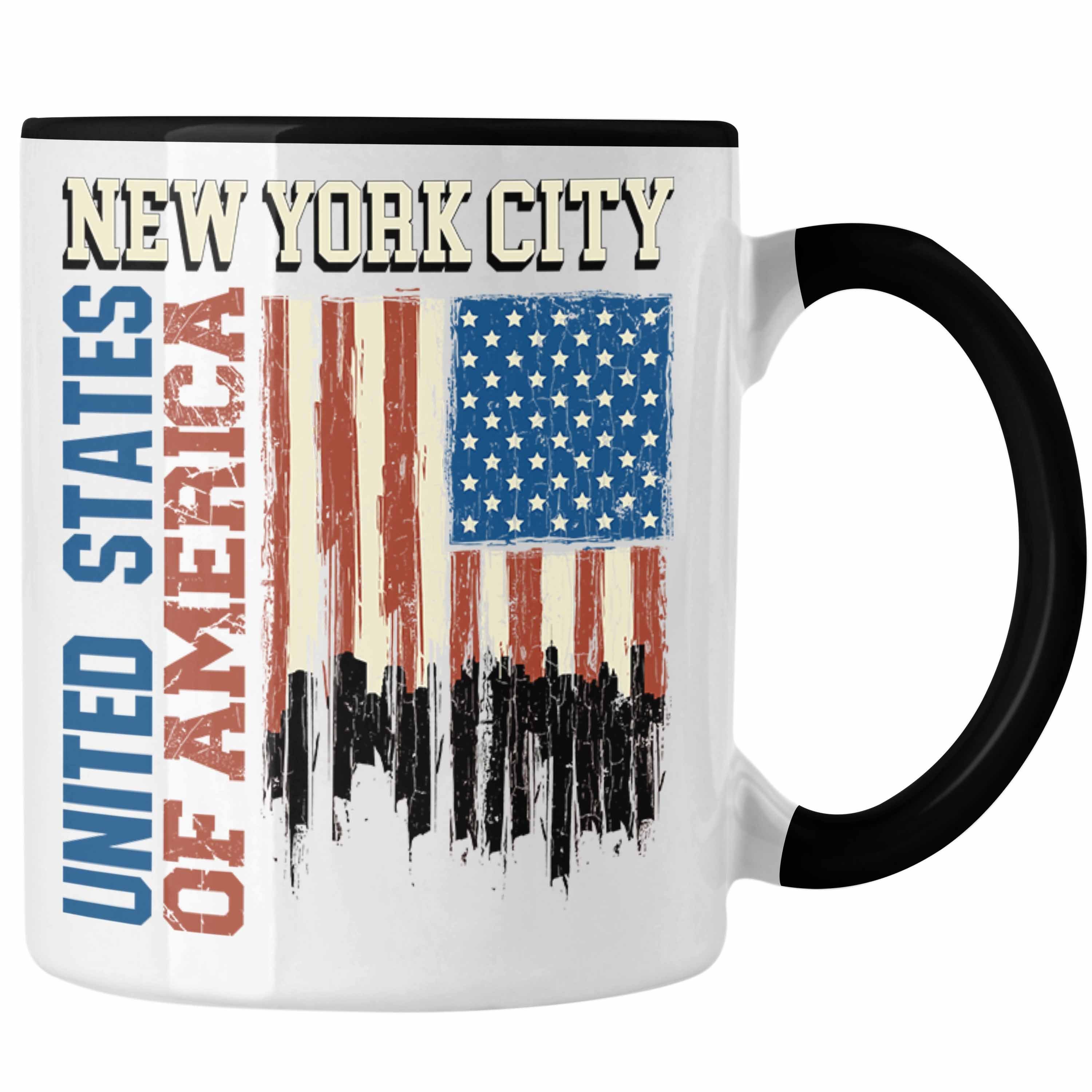 Trendation Tasse New York Tasse Urlaub Trip Überraschung USA Reise Geschenk America Schwarz