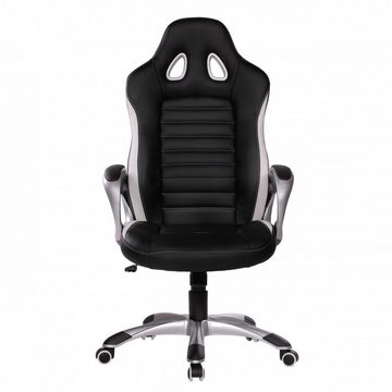 furnicato Bürostuhl Leder Optik Schwarz Gaming Chefsessel mit Armlehne gepolstert 110 kg