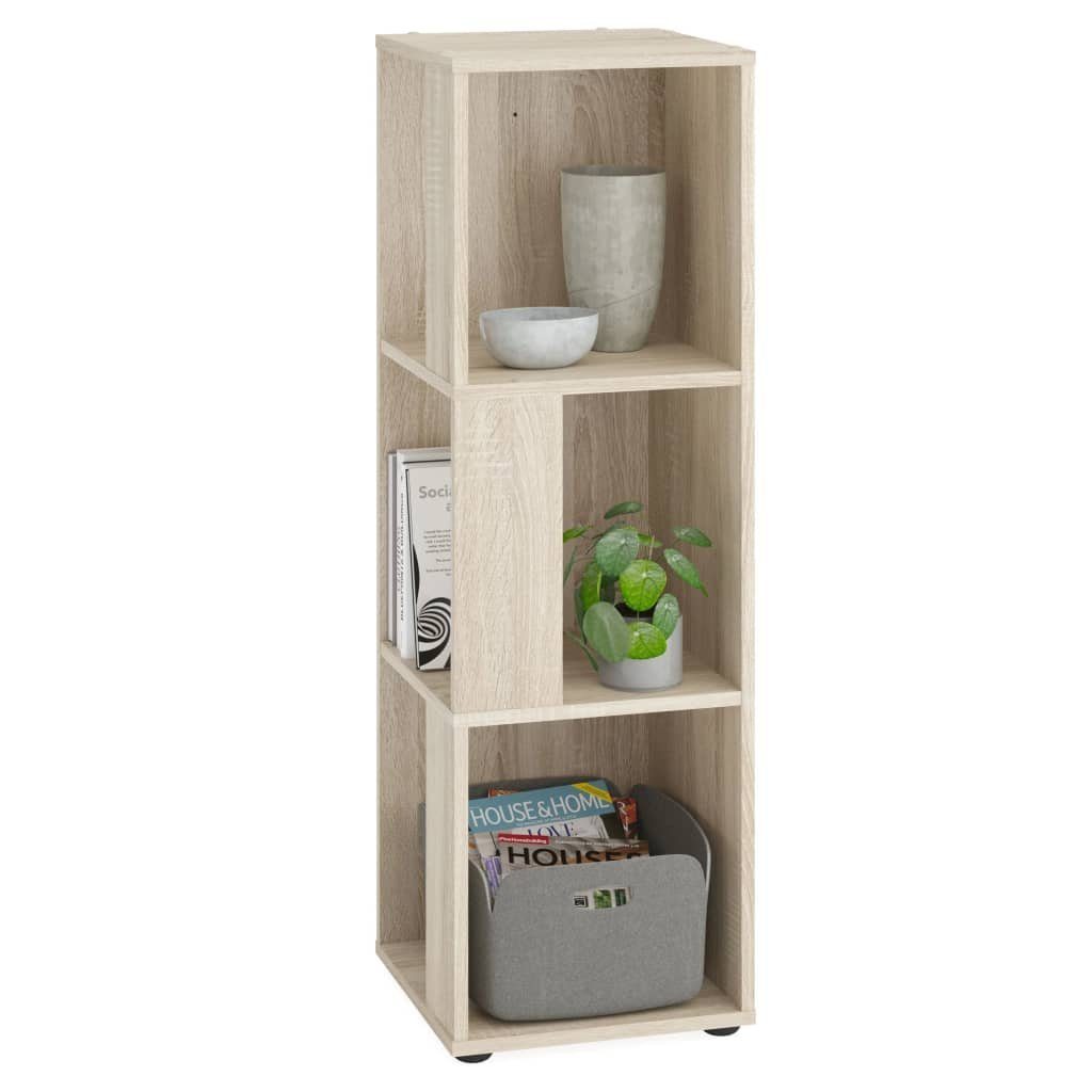 Bücherregal 6 Beige Eckregal FMD mit Seitenfächern Eichenoptik, 1-tlg.