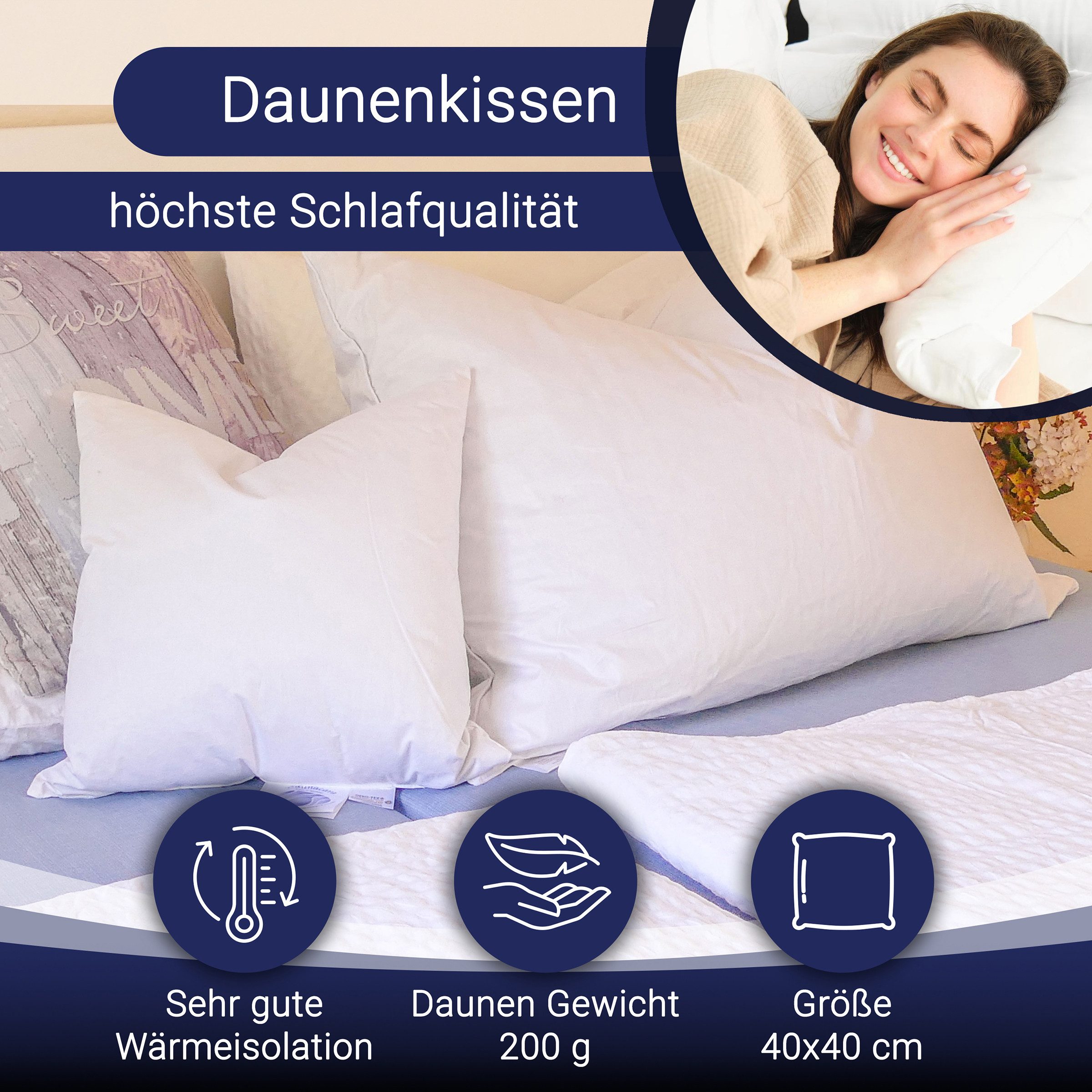 ZOLLNER Kopfkissen, Füllung: 100% Entendaunen, Seitenschläfer, günstig online kaufen