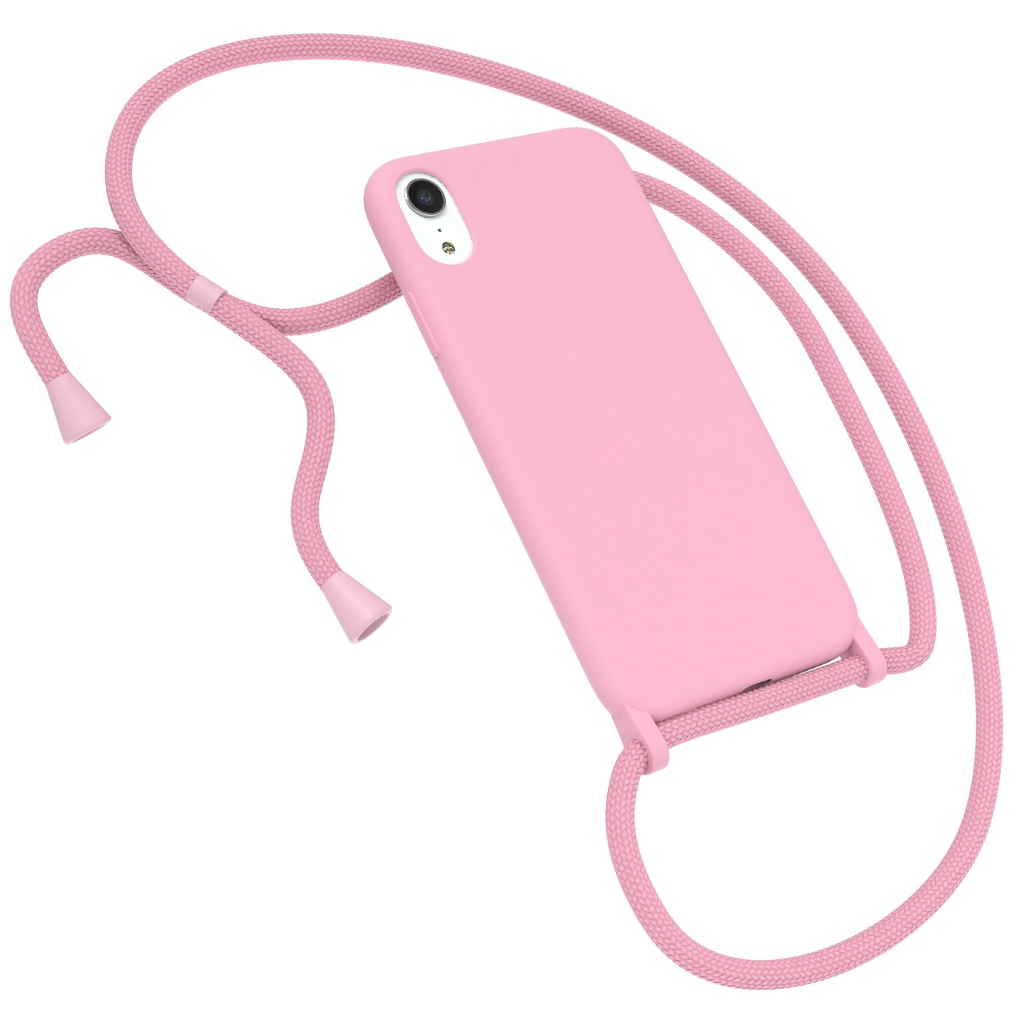 EAZY CASE Handykette Silikon Kette für Apple iPhone XR 6,1 Zoll, Handykette Silicon Band Kette zum Umhängen für Unterwegs Kordel Rosa