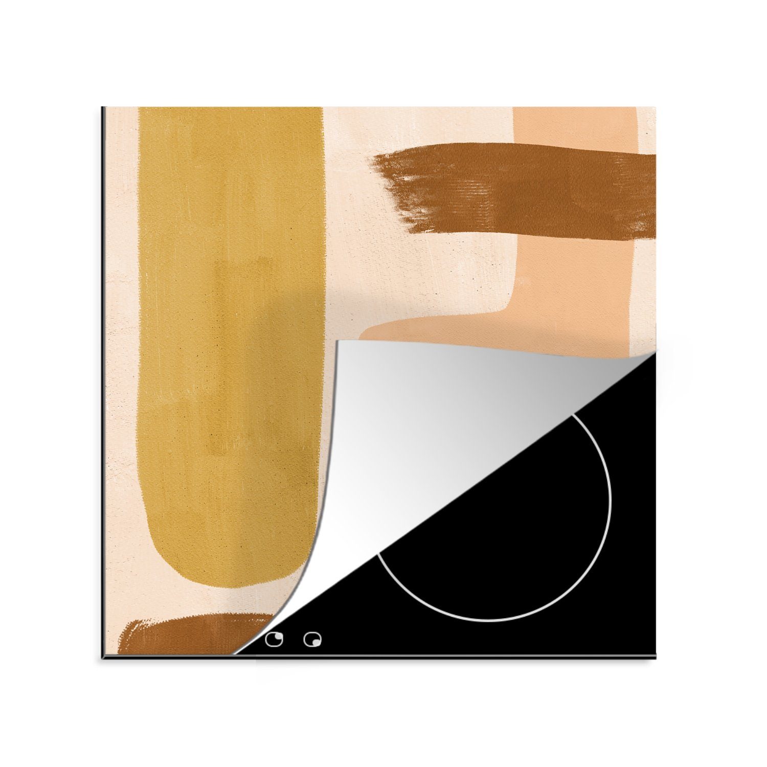 MuchoWow Herdblende-/Abdeckplatte Abstrakt - Pastell - Boho, Vinyl, (1 tlg), 78x78 cm, Ceranfeldabdeckung, Arbeitsplatte für küche