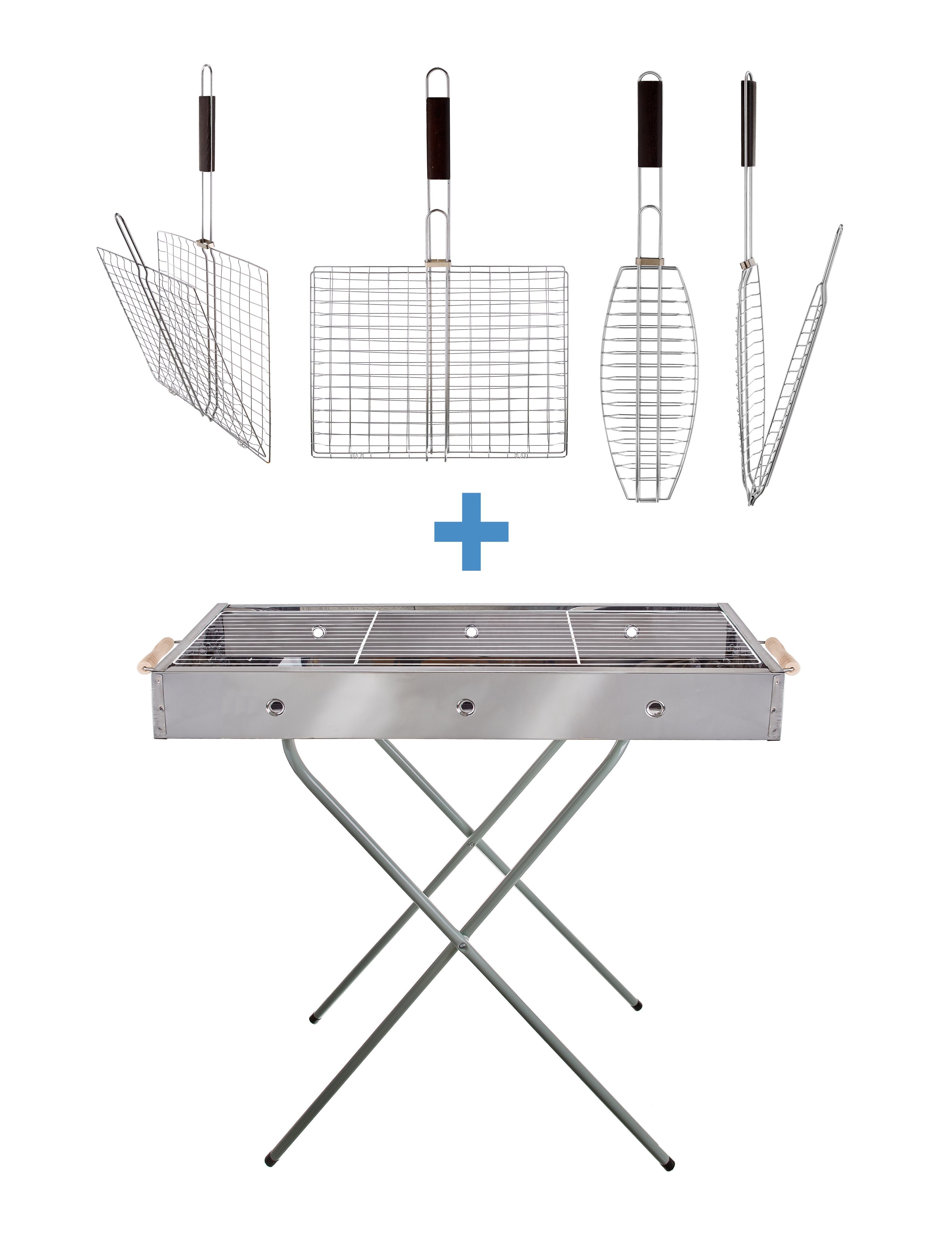 EuroStock Holzkohlegrill freistehender Edelstahl Barbecue Grill