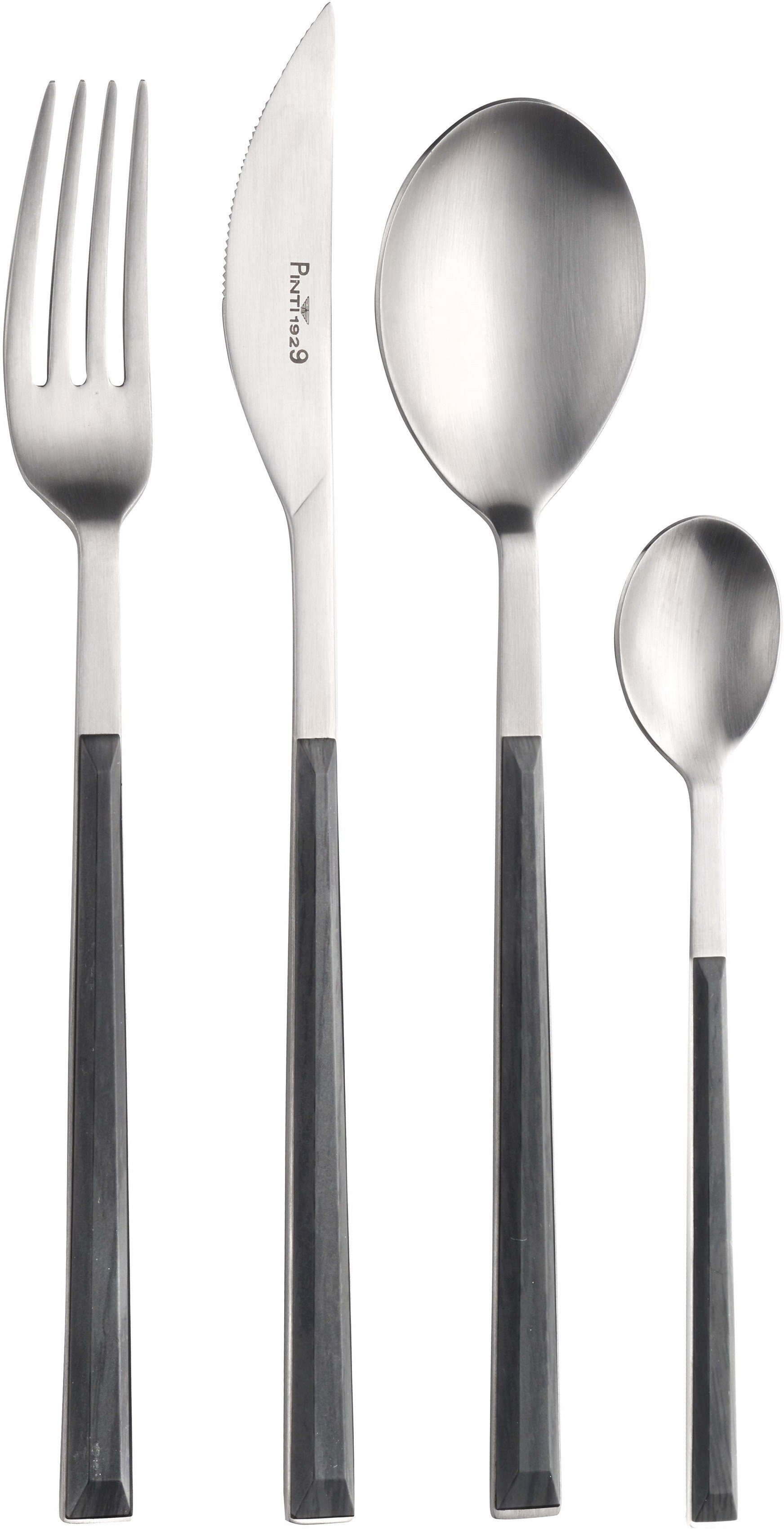 PINTINOX Besteck-Set Sushi (24-tlg), 6 Personen, Edelstahl 18/0, Kunststoff, Satiniert mit Kunststoffgriff in Holz-Optik