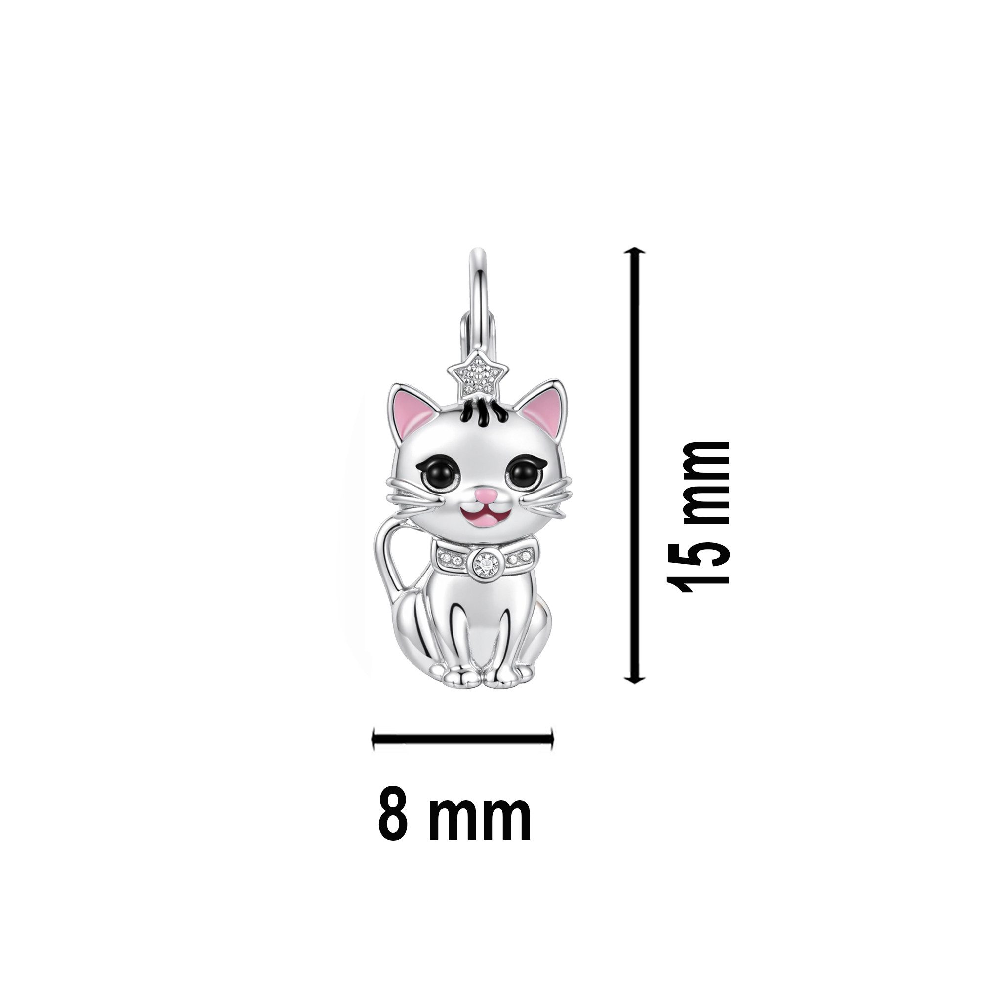Limana Paar Ohrhänger Kinder Mädchen Ohrringe Katze echt 925 Silber rhodiniert Brisuren (Silberschmuck Kinderohrringe Echtschmuck Schmuck inkl. Dose), Geschenk  – Bild 4 von 5
