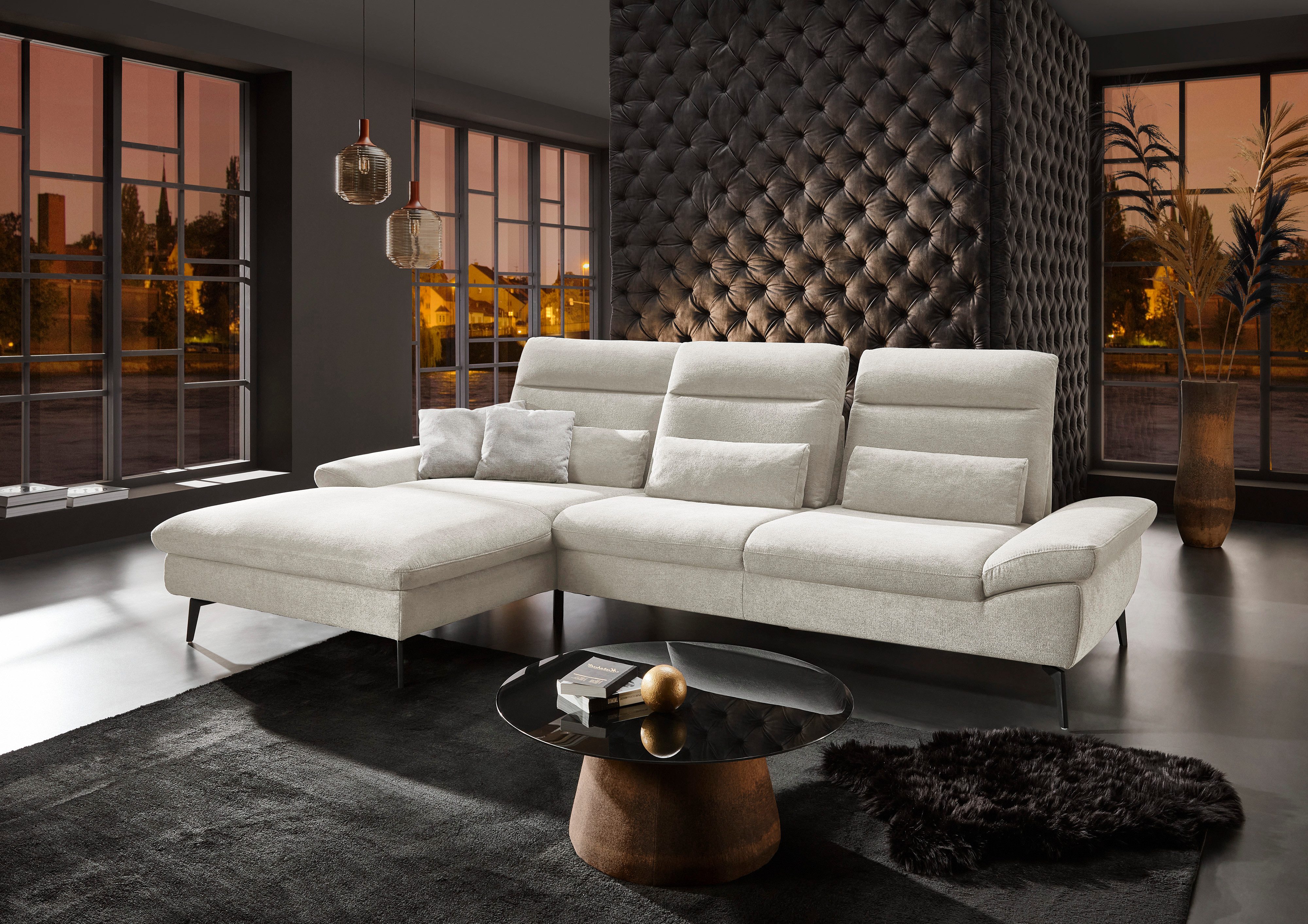 HUKLA Ecksofa HU-HP22156 L-Form, inkl. Kopfpolsterverstellung, optional mit Sitztiefenverstellung