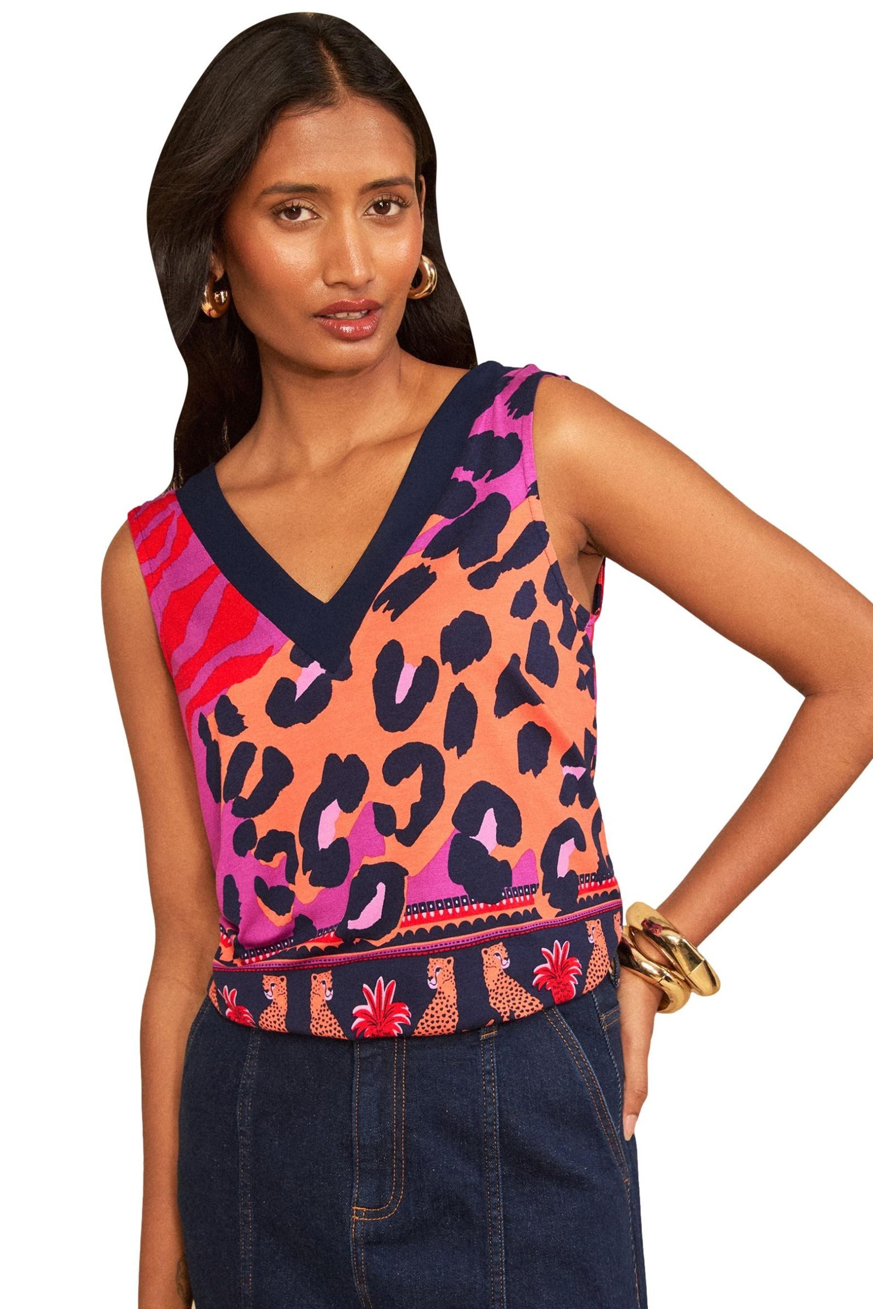 Love & Roses Blusentop Love & Roses Jersey-Trägertop mit Chiffonbesatz (1-tlg)