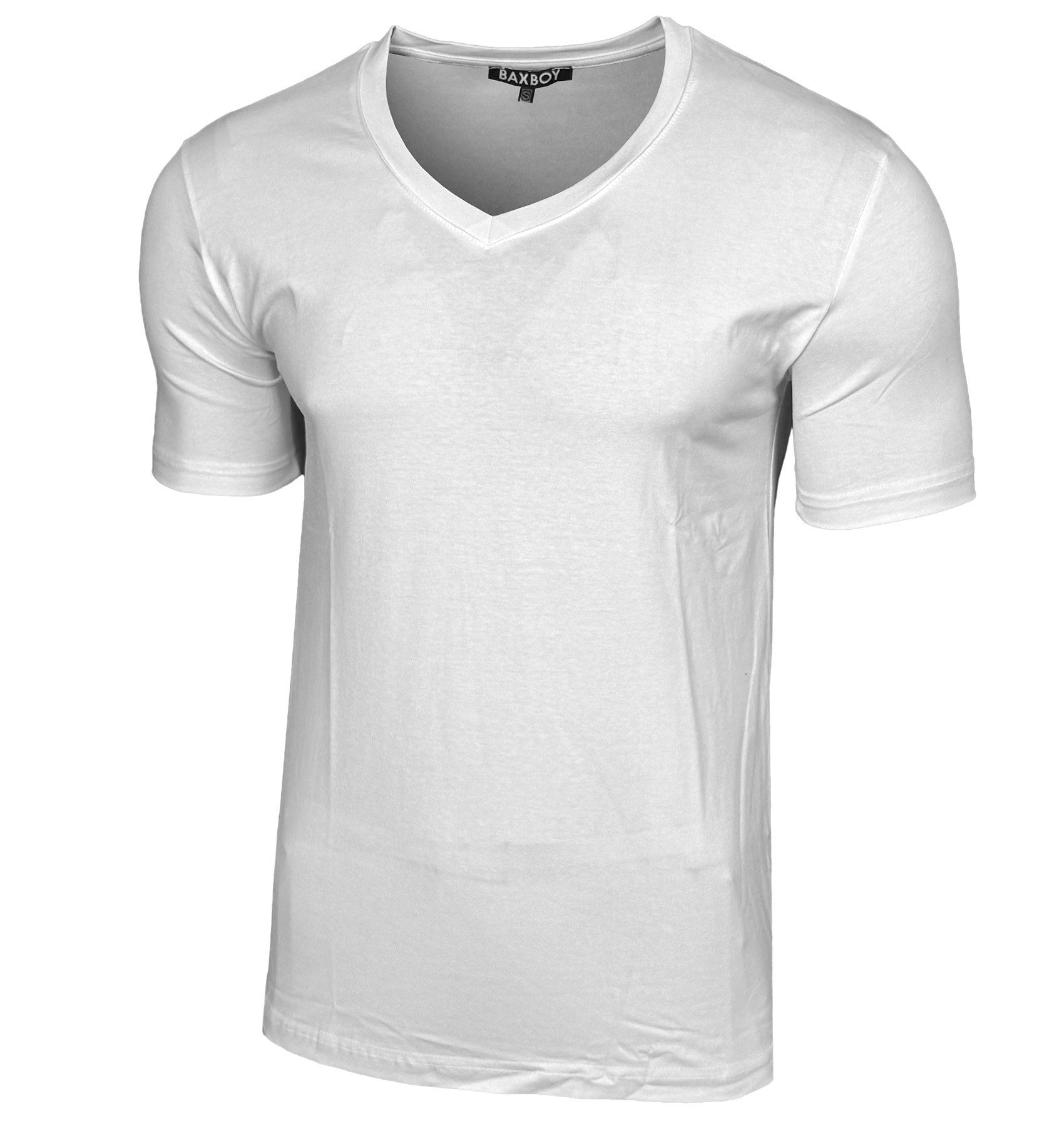 Baxboy T-Shirt Baxboy tiefer V-Ausschnitt Uni Basic Herren Kurzarm T-Shirt V-66