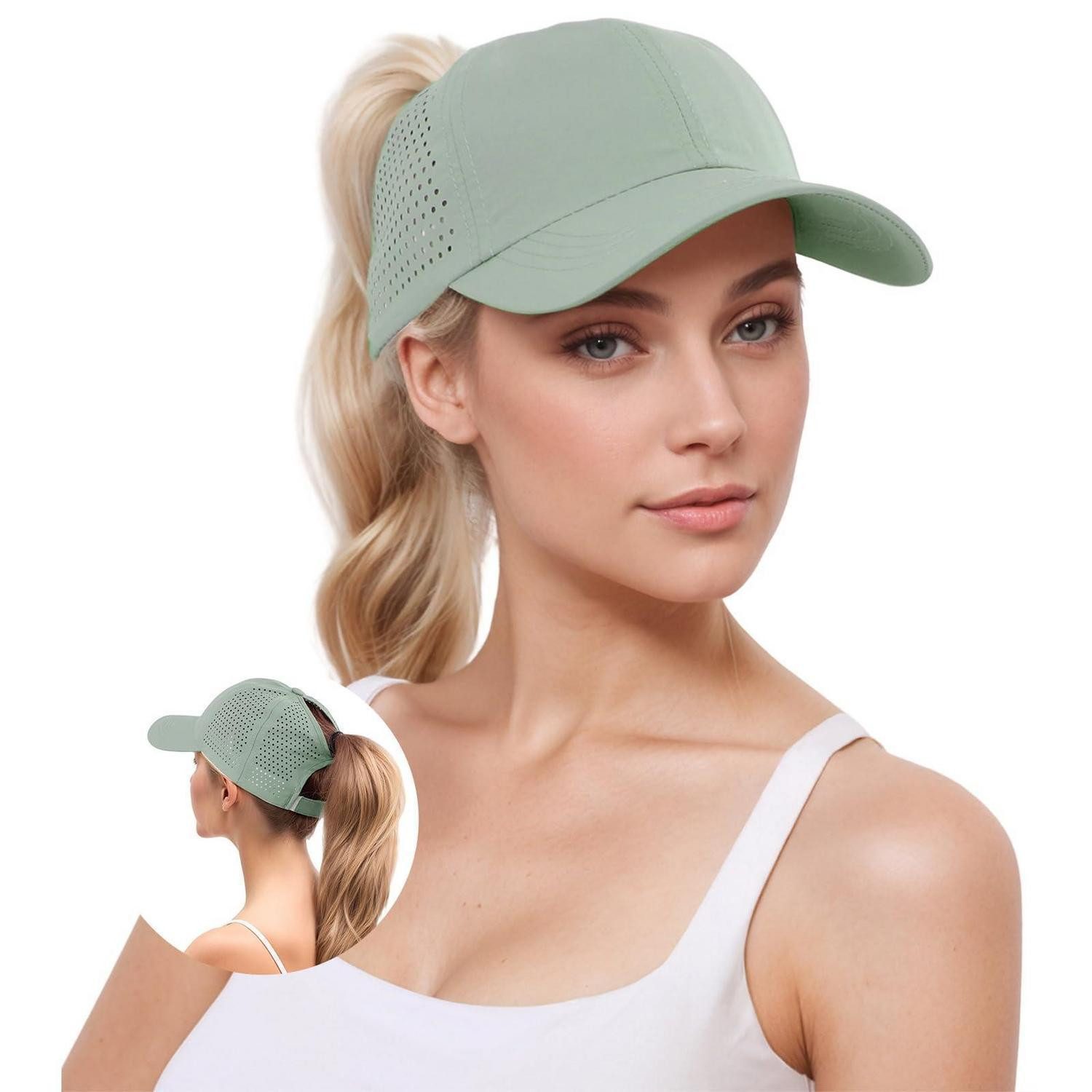 LuxusKollektion Baseball Cap Baseballkappe Damen Pferdeschwanz Mesh atmungsaktiv Sommer Armeegrün