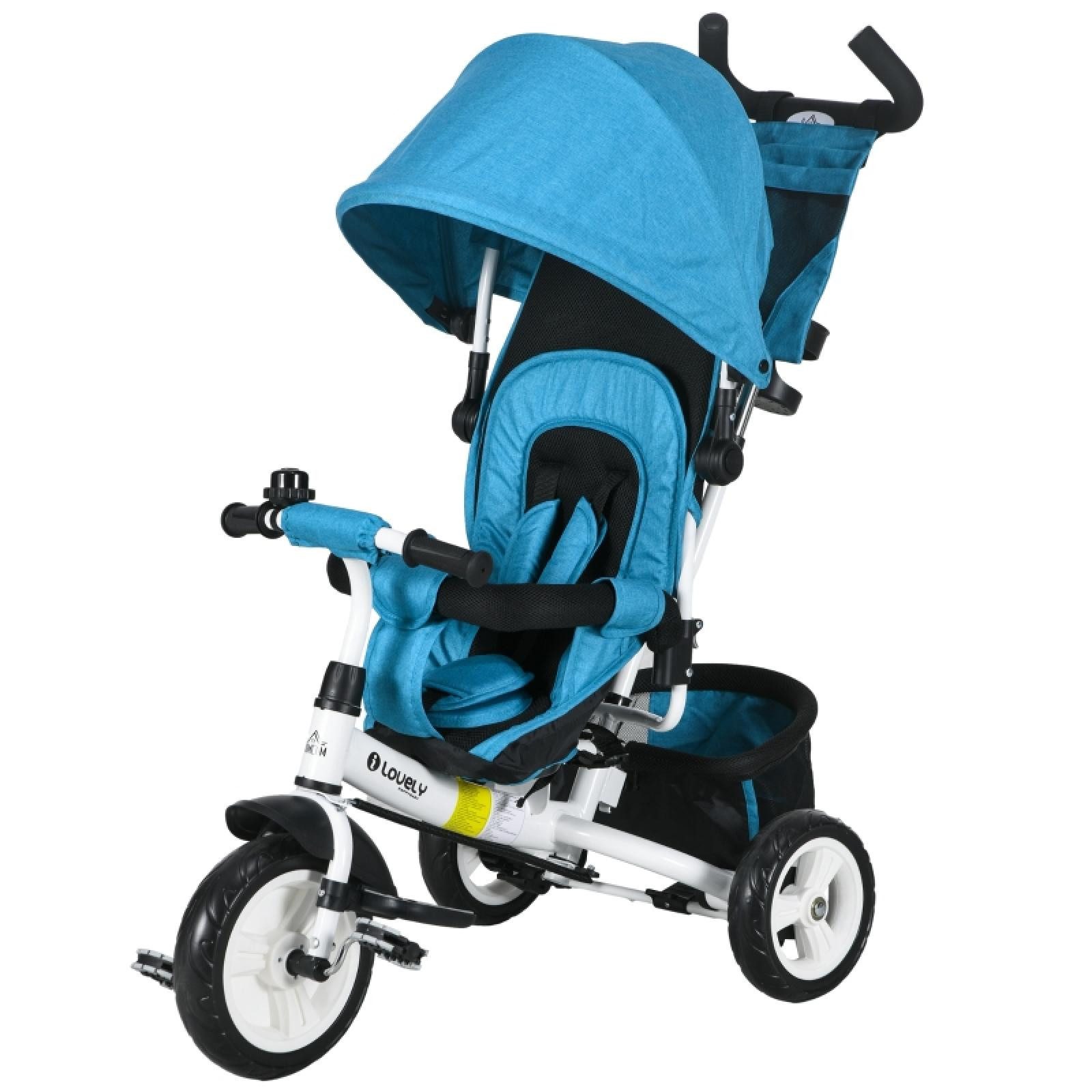 FELIXLEO Dreirad 6 in 1 Dreirad Schubstange Kinderdreirad abnehmbar Sonnendach 5 Blau