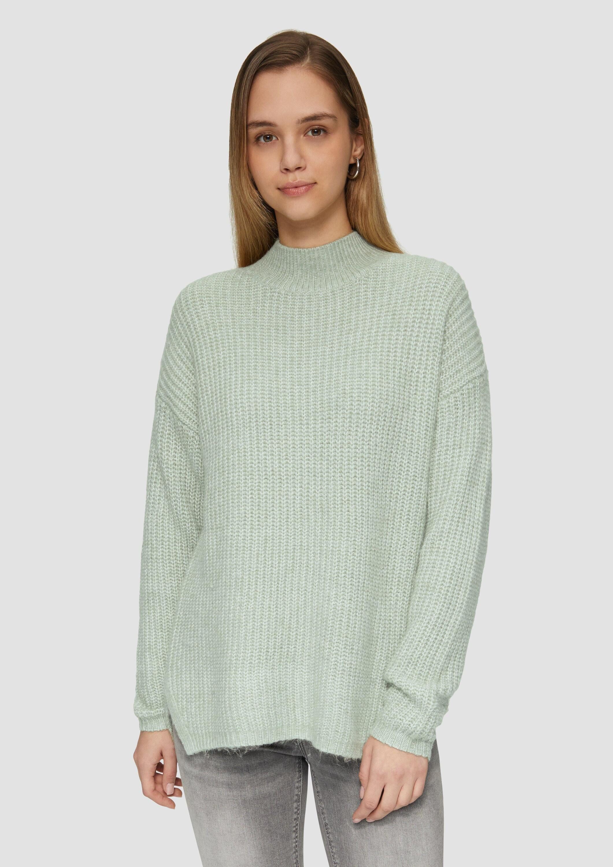 QS Longpullover Strickpullover Weicher Strickpullover mit Rippstruktur günstig online kaufen