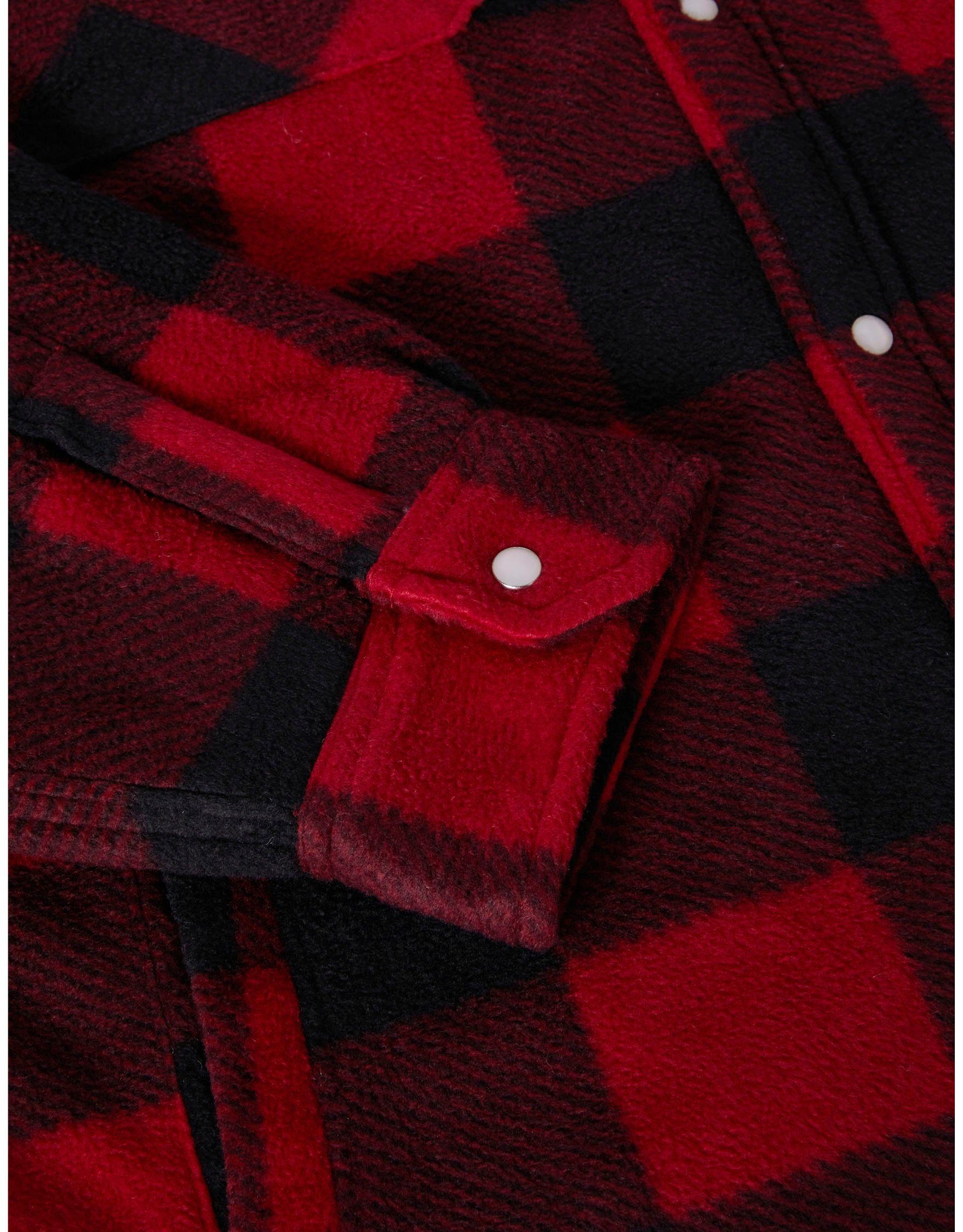 mit Dickies aus Polarfleece, warm Brusttaschen Portland 2 Thermohemd rot-schwarz gefüttert