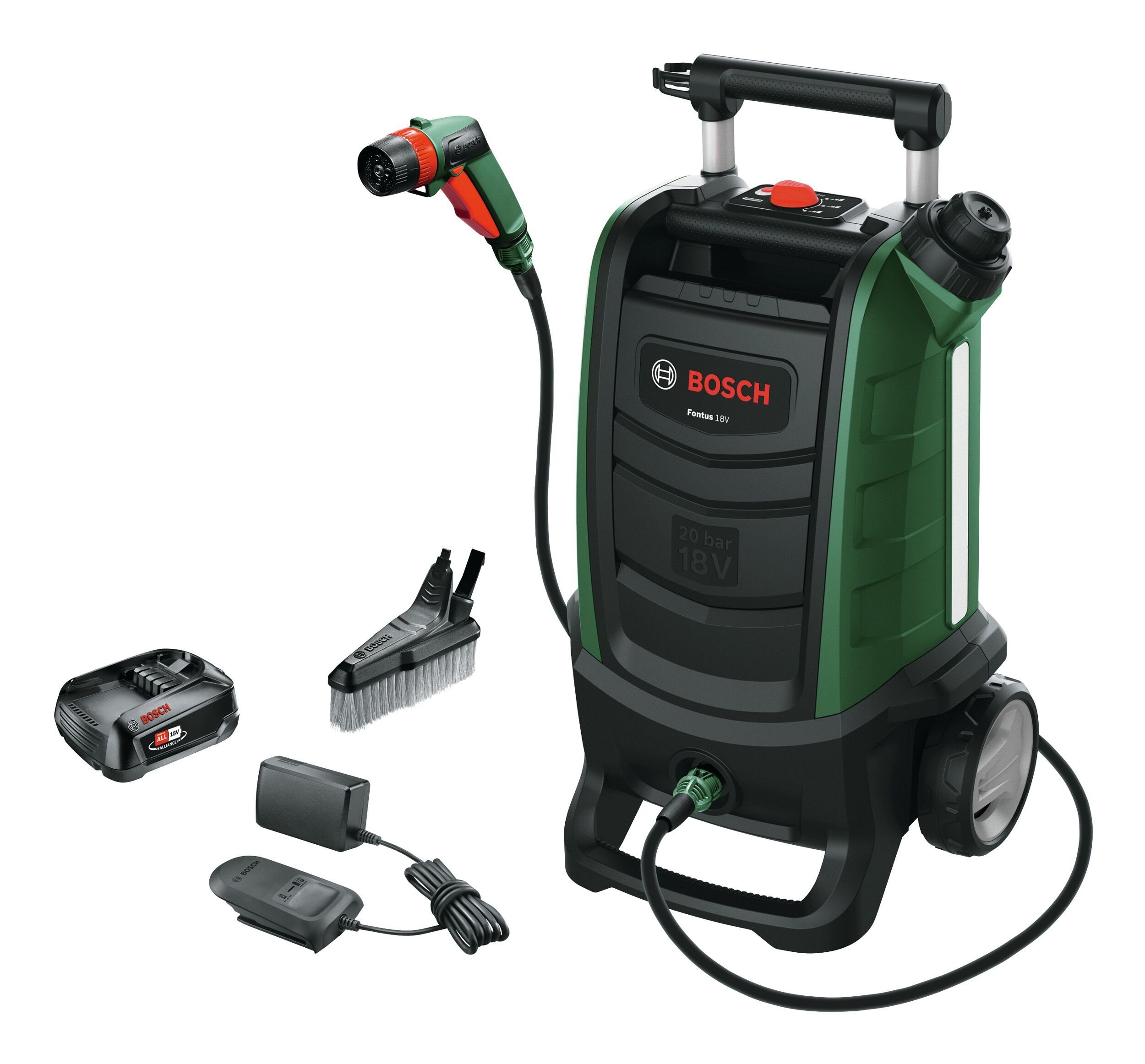Bosch Home & Garden Akku-Druckreiniger Fontus 18V, Druck max: 20 bar, Reinigungsgeräte für den Außenbereich mit 1x Akku 2,5 Ah - im Karton