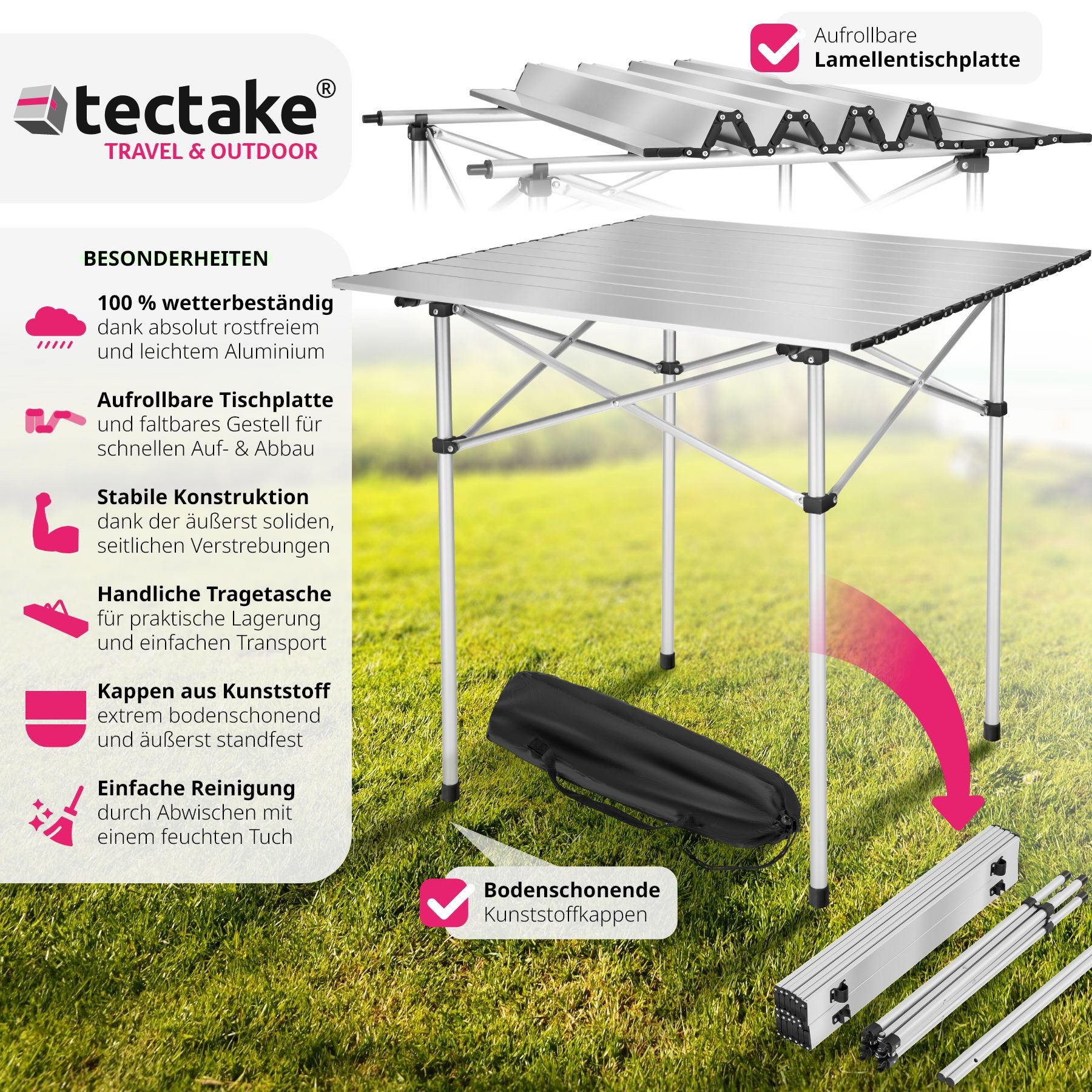 tectake Campingtisch (1-St., 1 tlg), Klappbares Aluminiumgestell günstig online kaufen