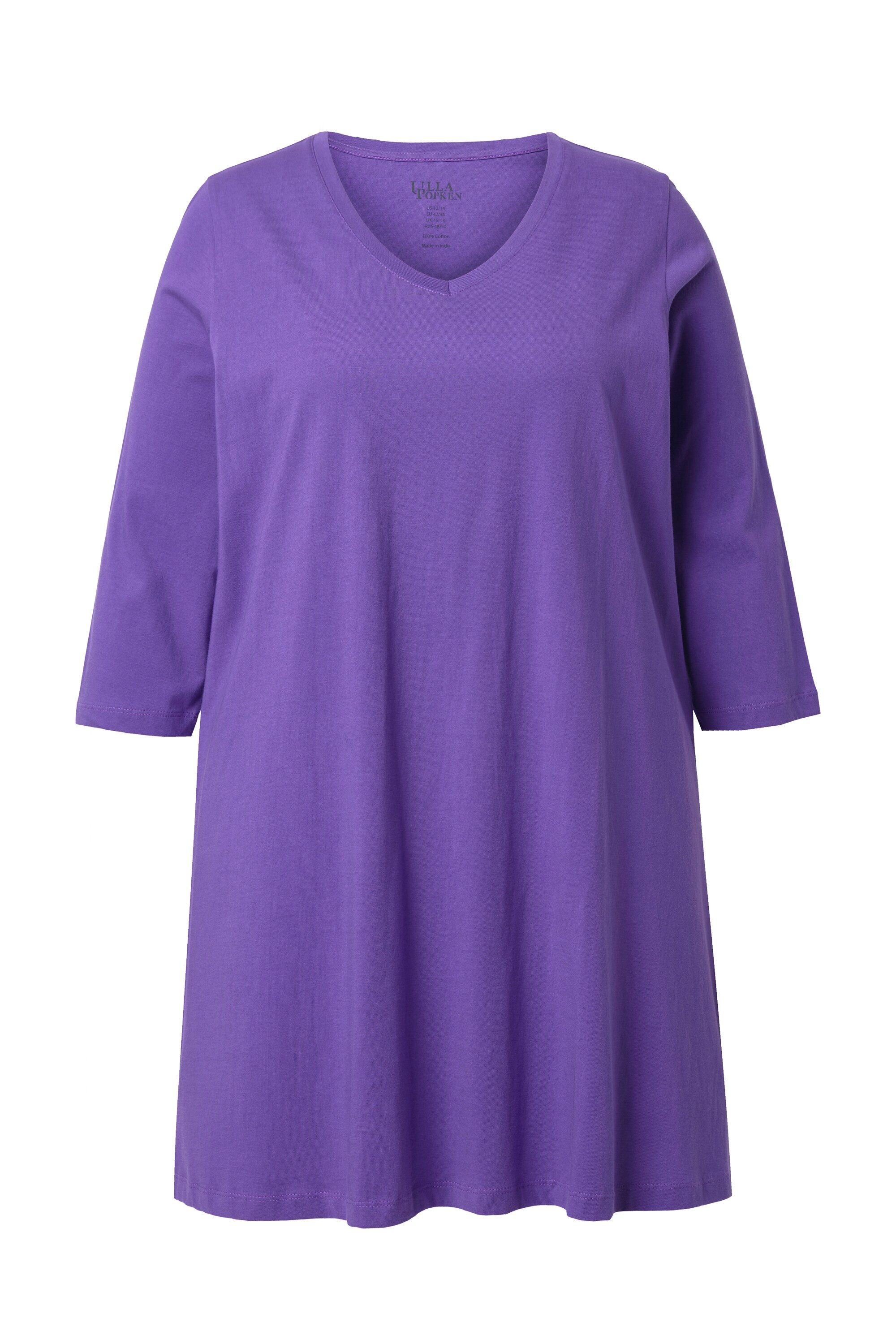 Ulla Popken Longshirt Longshirt A-Linie V-Ausschnitt 3/4-Arm günstig online kaufen