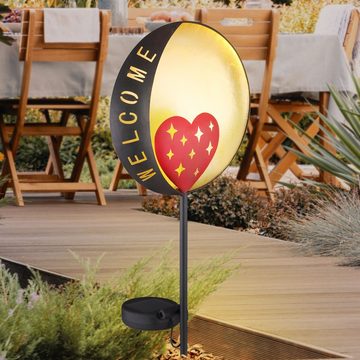 etc-shop LED Solarleuchte, LED-Leuchtmittel fest verbaut, Warmweiß, 2x LED Solar Außen Bereich Steck Lampe Garten Deko Hof Erdspieß