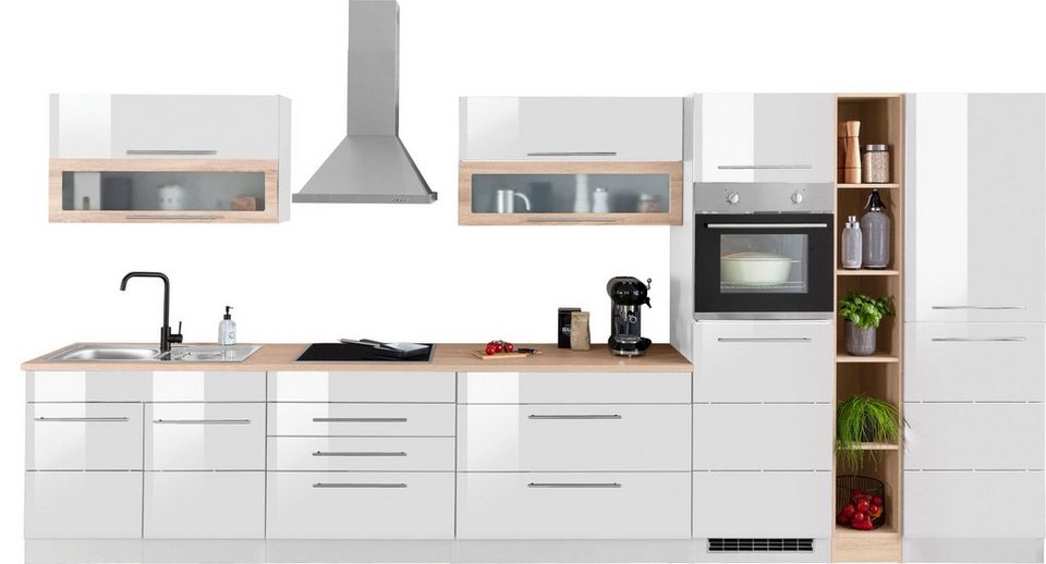 HELD MÖBEL Küchenzeile Wien, Breite 430 cm, wahlweise mit E-Geräten und  Induktion, Auch mit hochwertigen MDF Fronten | Küchenzeilen ohne Geräte