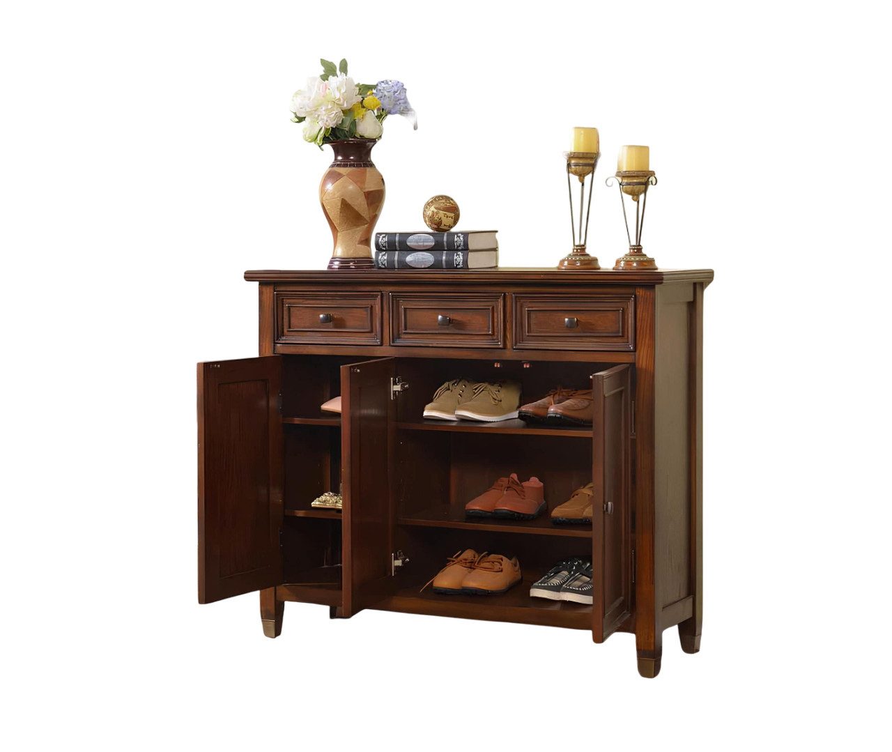 Xlmoebel Schuhschrank Braune Schuhkommode mit 3 günstig online kaufen