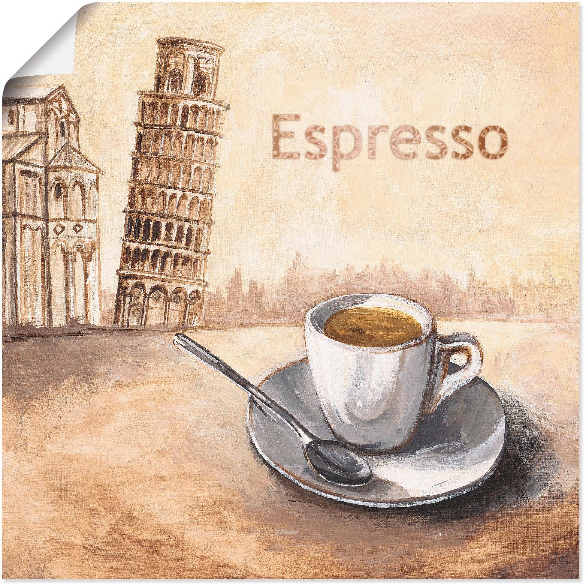 Kaffee St), oder in Espresso in Poster Wandbild Artland versch. Pisa, Leinwandbild, Wandaufkleber Alubild, (1 Größen Bilder als