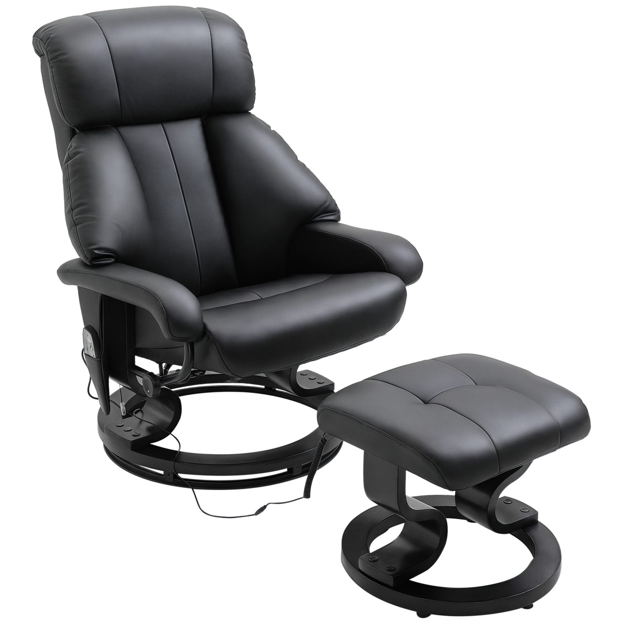 BAYMATE Massagesessel Massagesessel mit Fußhocker, 10 Vibrationspunkte (145° verstellbare Rückenlehne, Schwarz)
