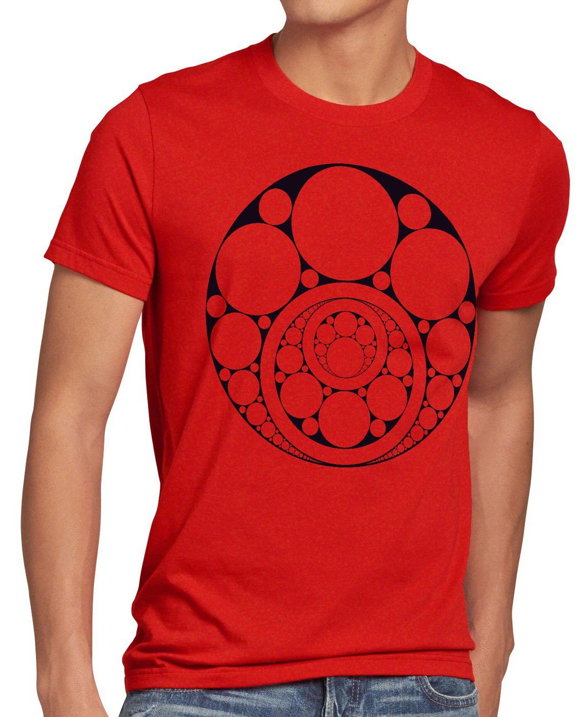 style3 Print-Shirt Herren T-Shirt theory kreis cooper Sheldon bang physik kreise rot Circles Inner big