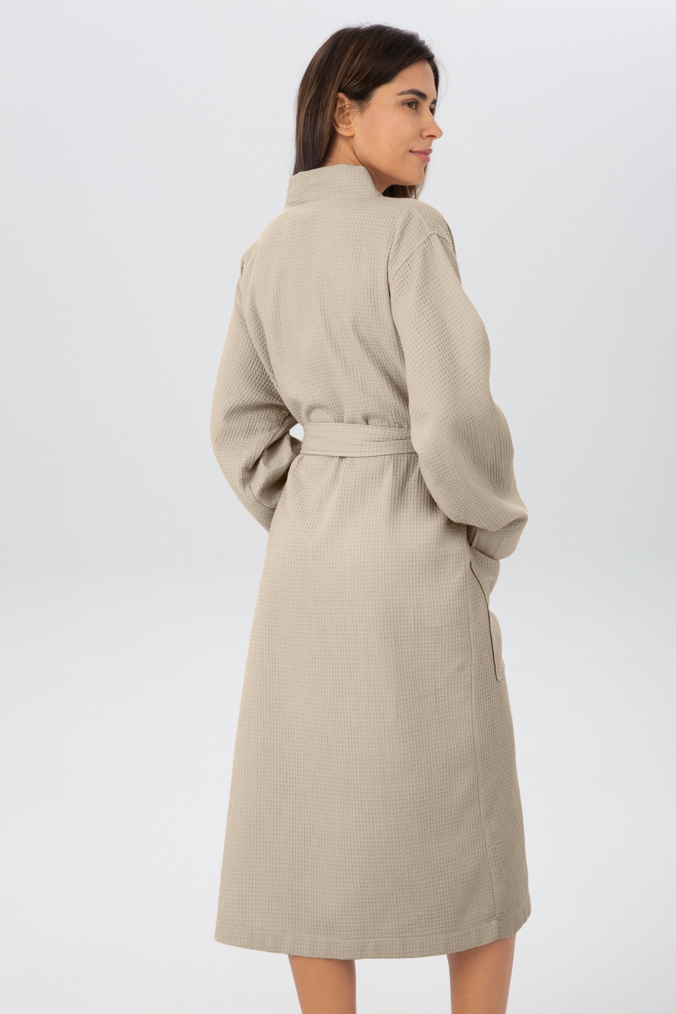 OTTO home Unisex-Bademantel Vanessa, ideal für Sauna & Spa, Hotelbademantel, Morgenmantel, Langform, Baumwolle, Kimono-Kragen, Gürtel, Taschen, Damen & Herren, Waffelpiqué, sehr leichte Qualität, S-3XL