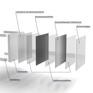 DEQORI Couchtisch 'Gebürstetes Aluminium', Glas Beistelltisch Glastisch modern