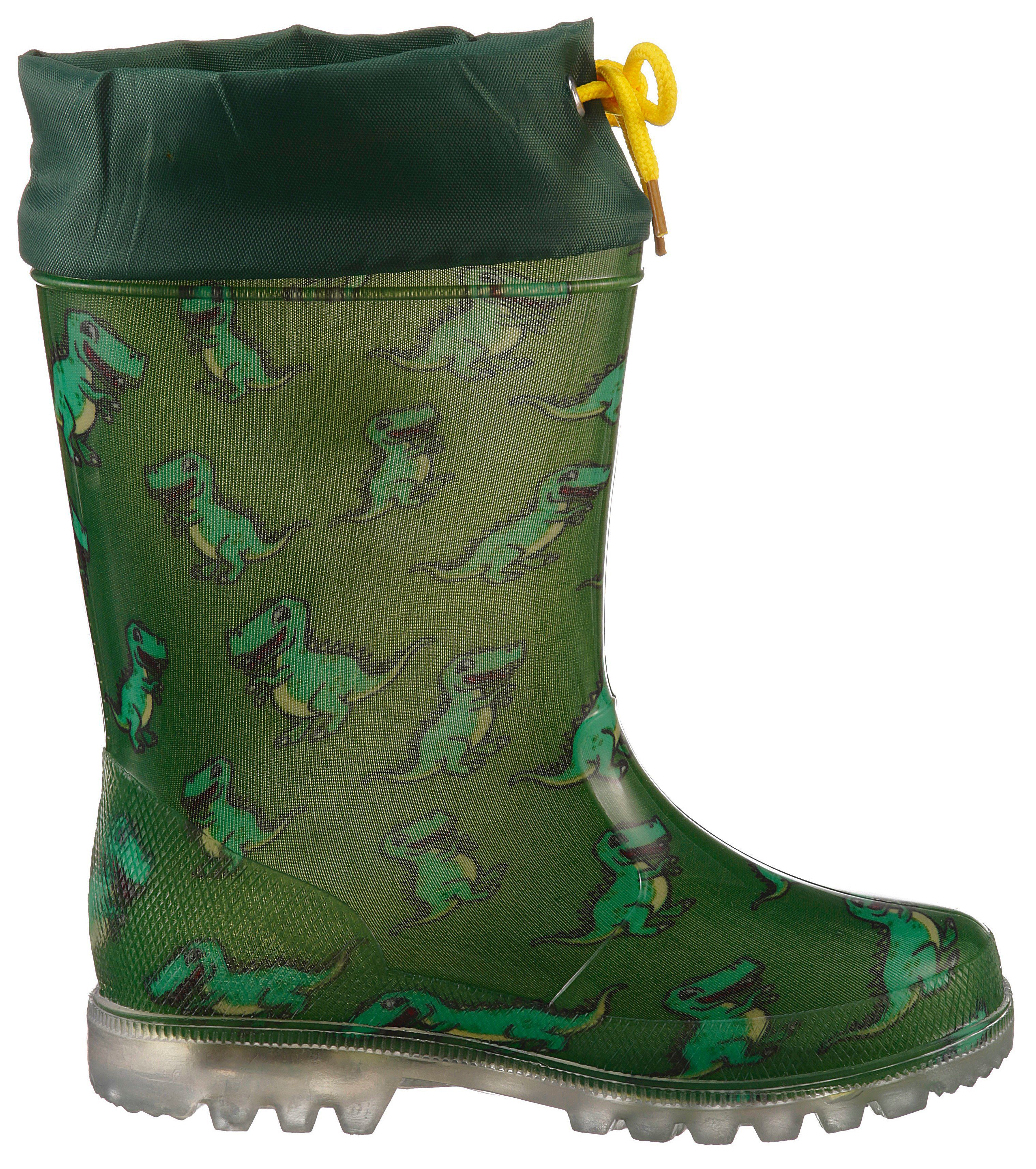 Lico Blinkschuh Power mit Blinkfunktion Blinky Gummistiefel grün-Dino