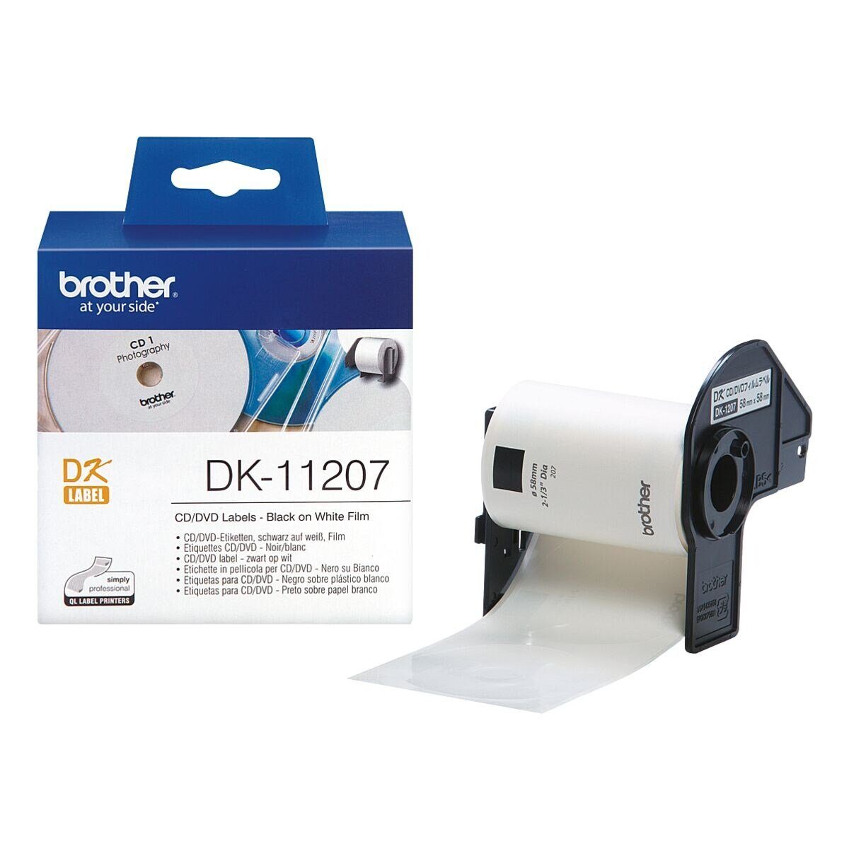 Brother Thermorolle DK11207, 100 CD-/DVD-Etiketten, Ø 58 mm