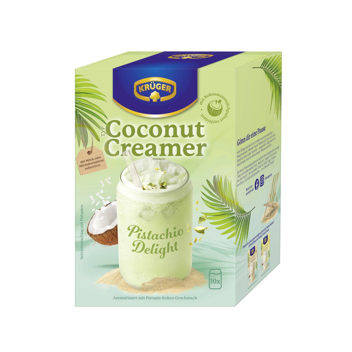 Krüger Kaffee, Krüger Typ Coconut Creamer Pistachio Delight 10x20g Packung 200g
