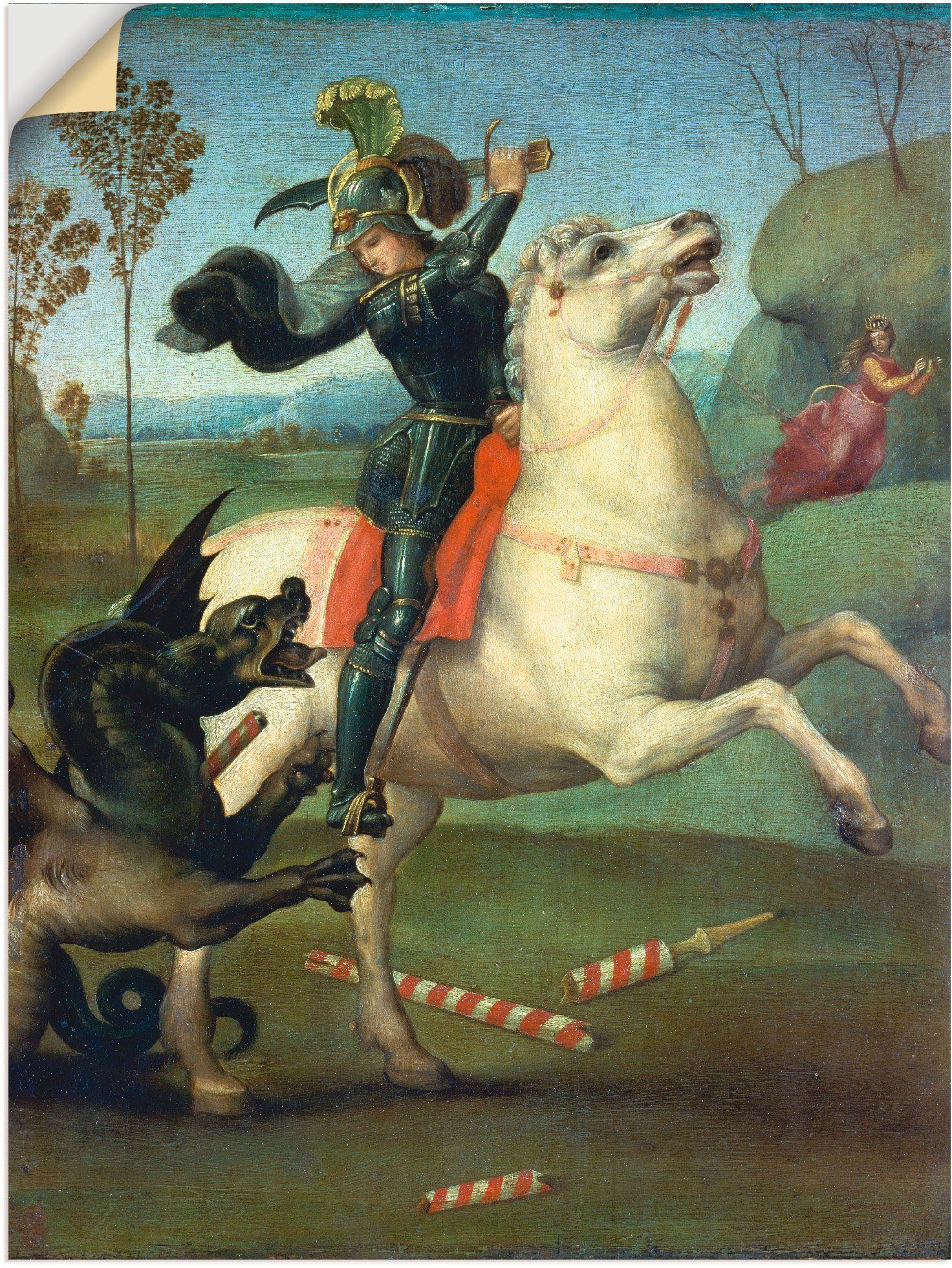 Artland Wandbild Der hl.Georg im Kampf mit dem Drachen, Mann (1 St), als Leinwandbild, Wandaufkleber oder Poster in versch. Größen