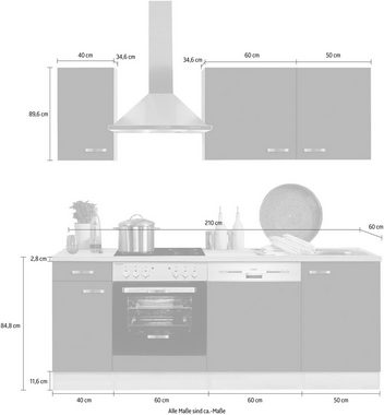 OPTIFIT Küchenzeile Faro, mit E-Geräten, Breite 210 cm