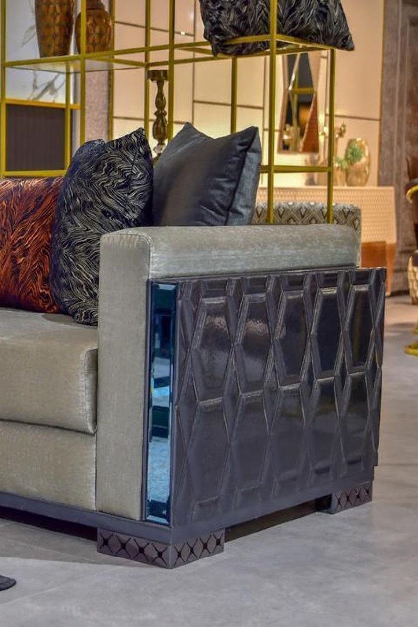 JVmoebel 3-Sitzer Dreisitzer Sofa Luxus braun Design Sitz Metall Sitz Textil mit 3 Sofas