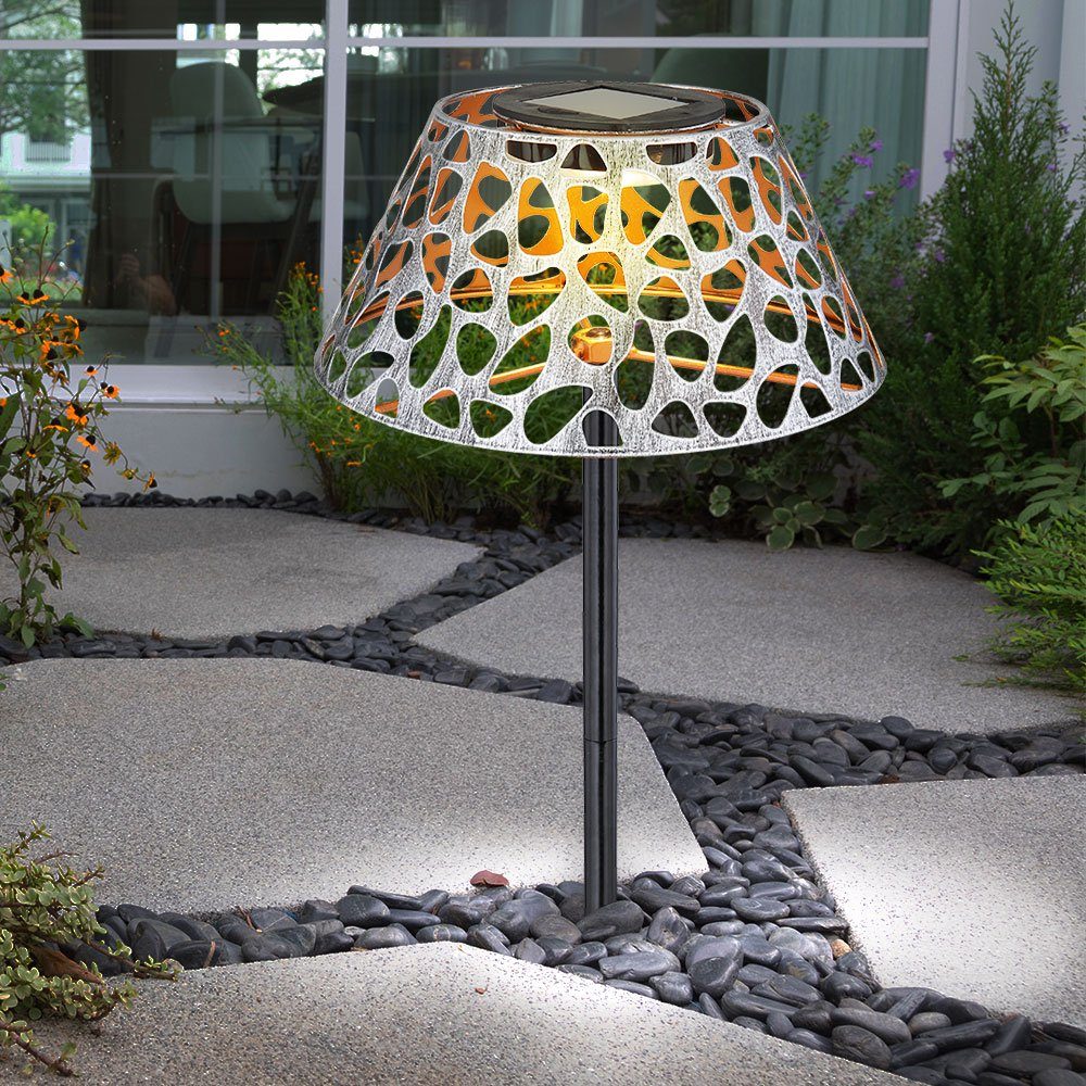 Garten Solar fest Tischleuchte Warmweiß, verbaut, Solartischlampe etc-shop LED für Außen-Tischleuchte, LED-Leuchtmittel LED