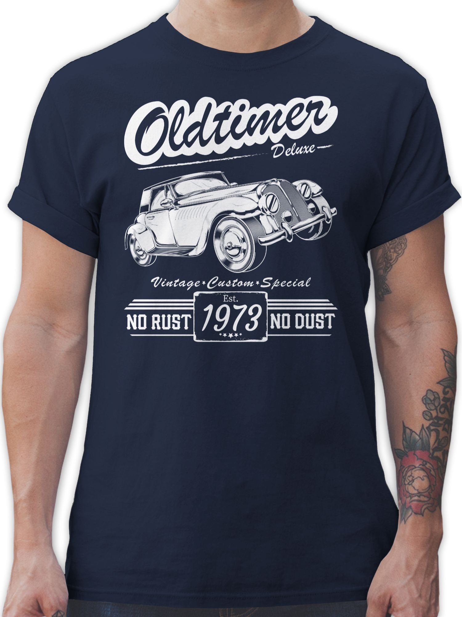 Shirtracer T-Shirt Fünfzigster Oldtimer Baujahr 1973 50. Geburtstag 02 Navy Blau