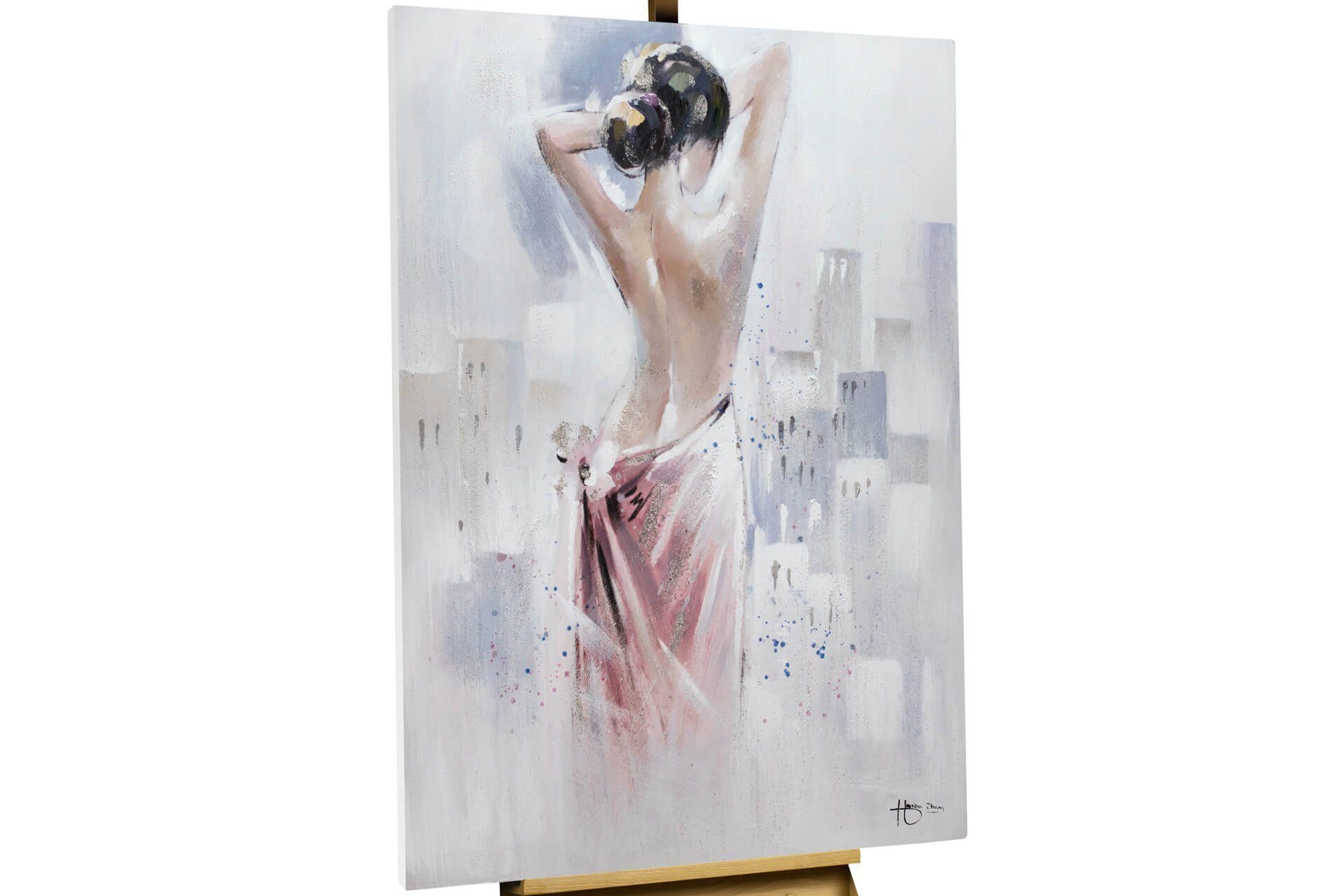 KUNSTLOFT Gemälde Señorita 80x100 cm, Leinwandbild 100% HANDGEMALT Wandbild Wohnzimmer