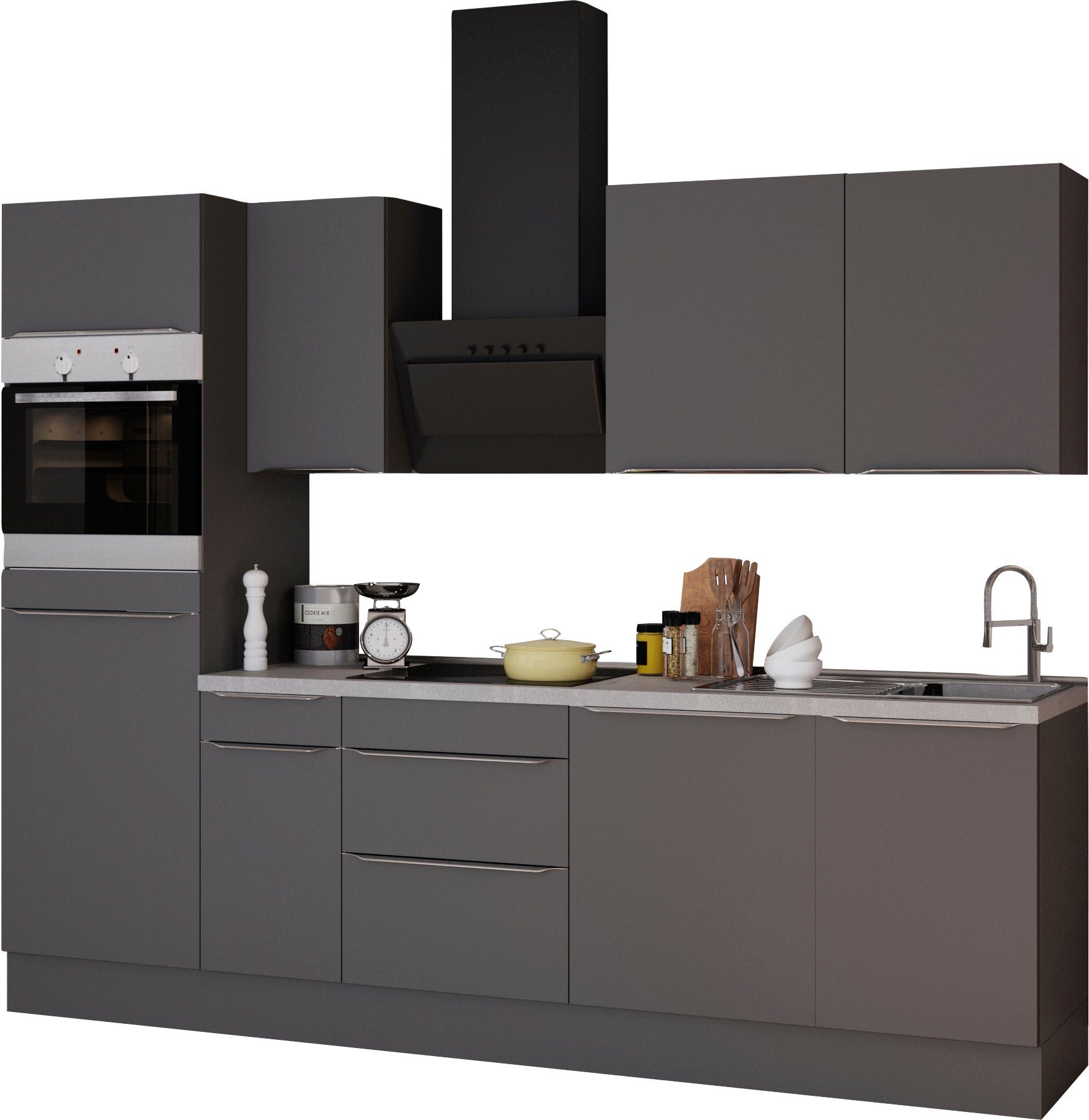 OPTIFIT Küchenzeile Aken, mit bis belastbar 270 cm, 25 Breite Stabile kg Metallauszüge E-Geräten