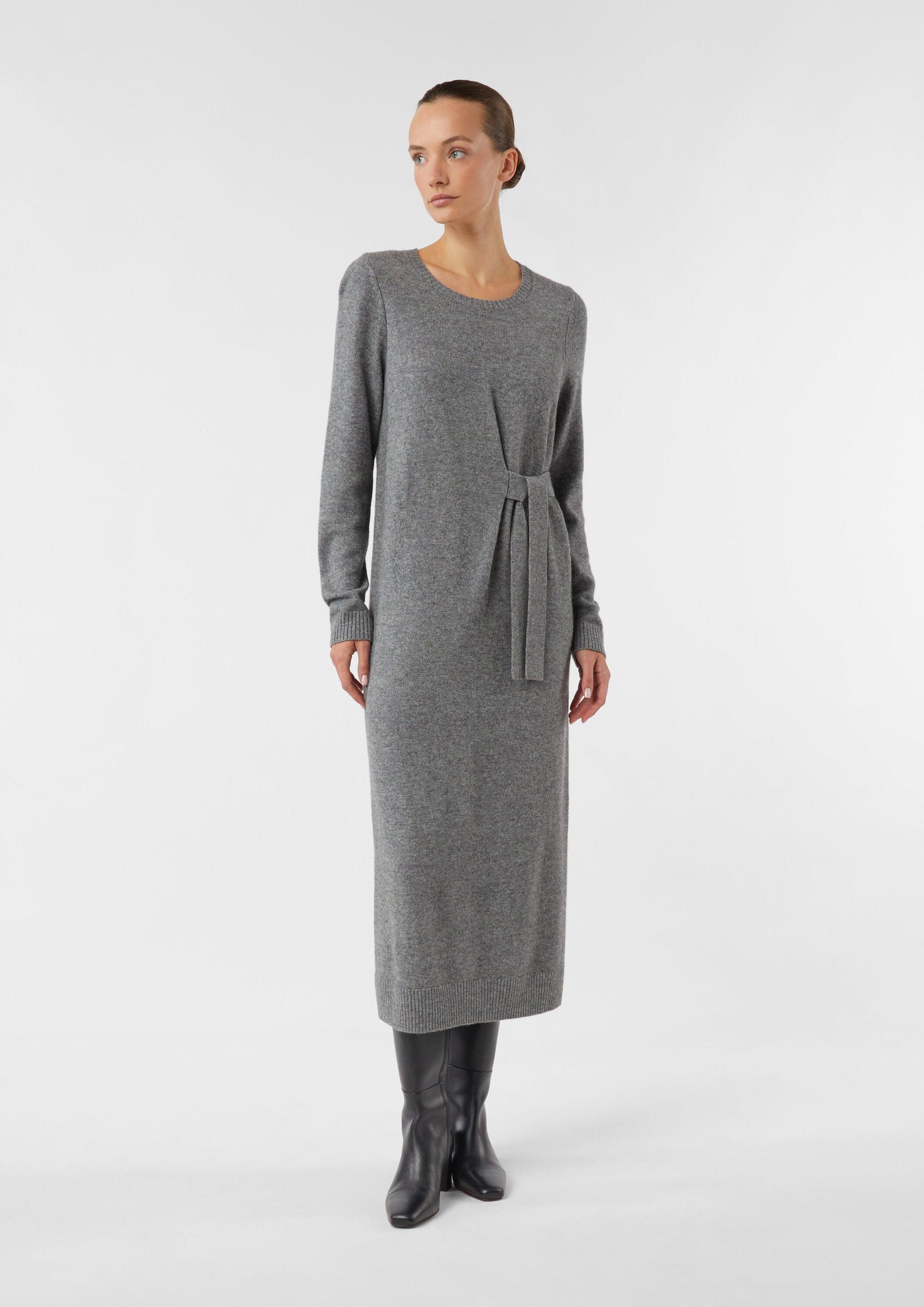 comma Midikleid Kleid Strickkleid aus Wollmix mit Bindedetail