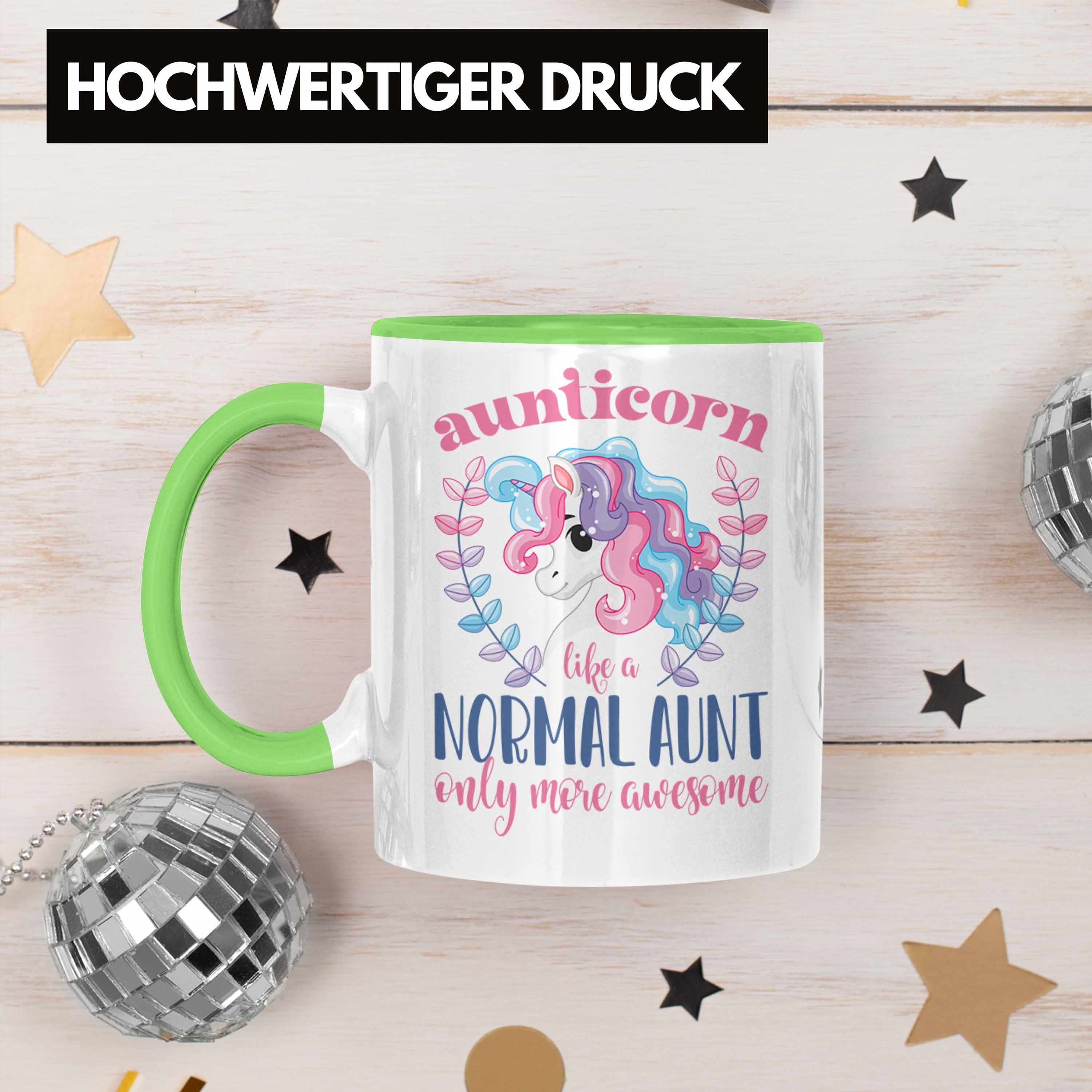 - Tasse Lustig Kaffeetasse Geschenkidee Tante Geschenk Aunitcorn für Tante Geburtstag Tasse Beste Trendation Trendation Grün