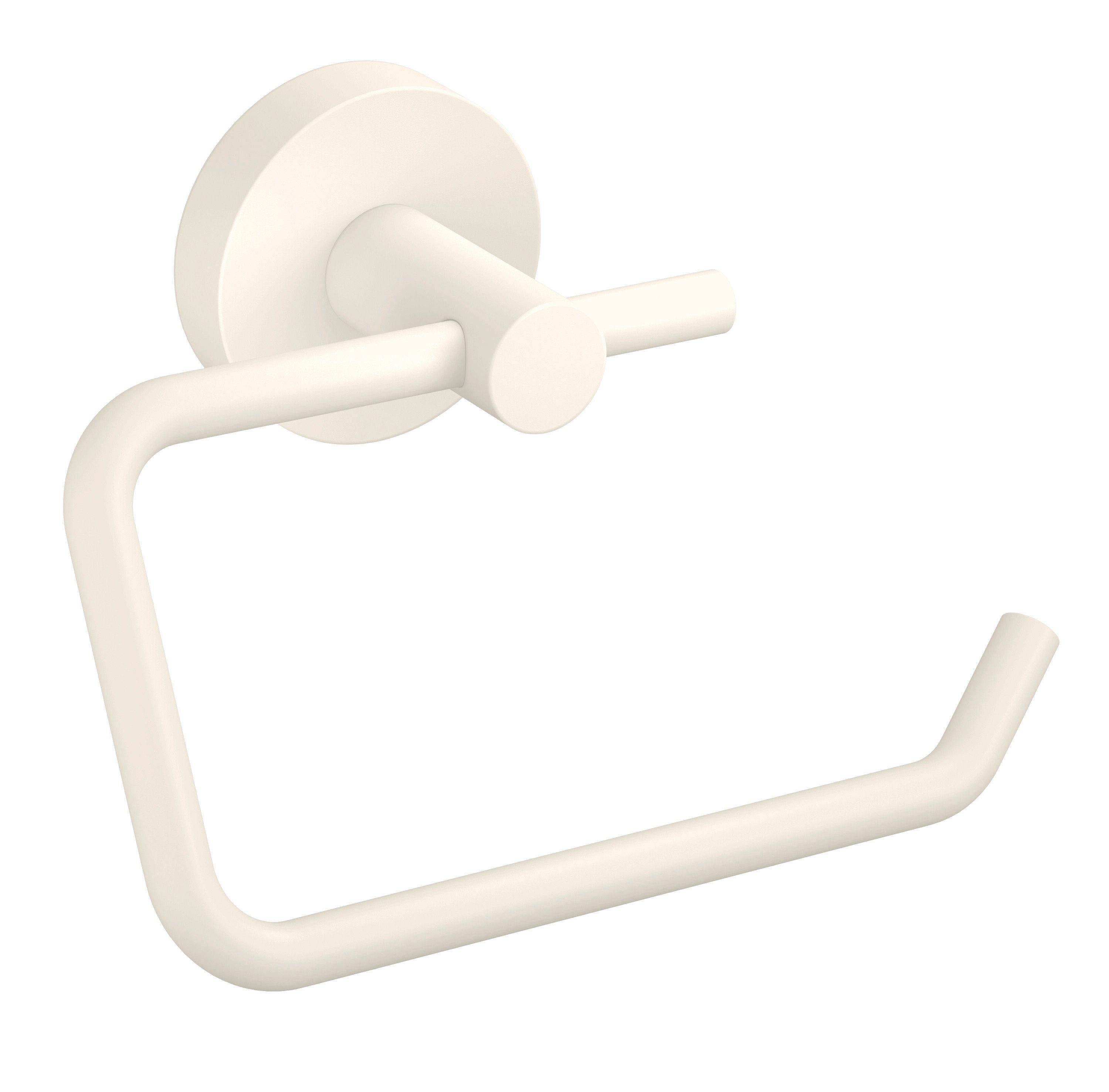 tesa Toilettenpapierhalter MOON Toilettenrollenhalter ohne Bohren - 9,9 cm : 14 cm : 5,3 cm (Packung, 1-St., inkl. Klebelösung), selbstklebender WC-Rollenhalter - weiß