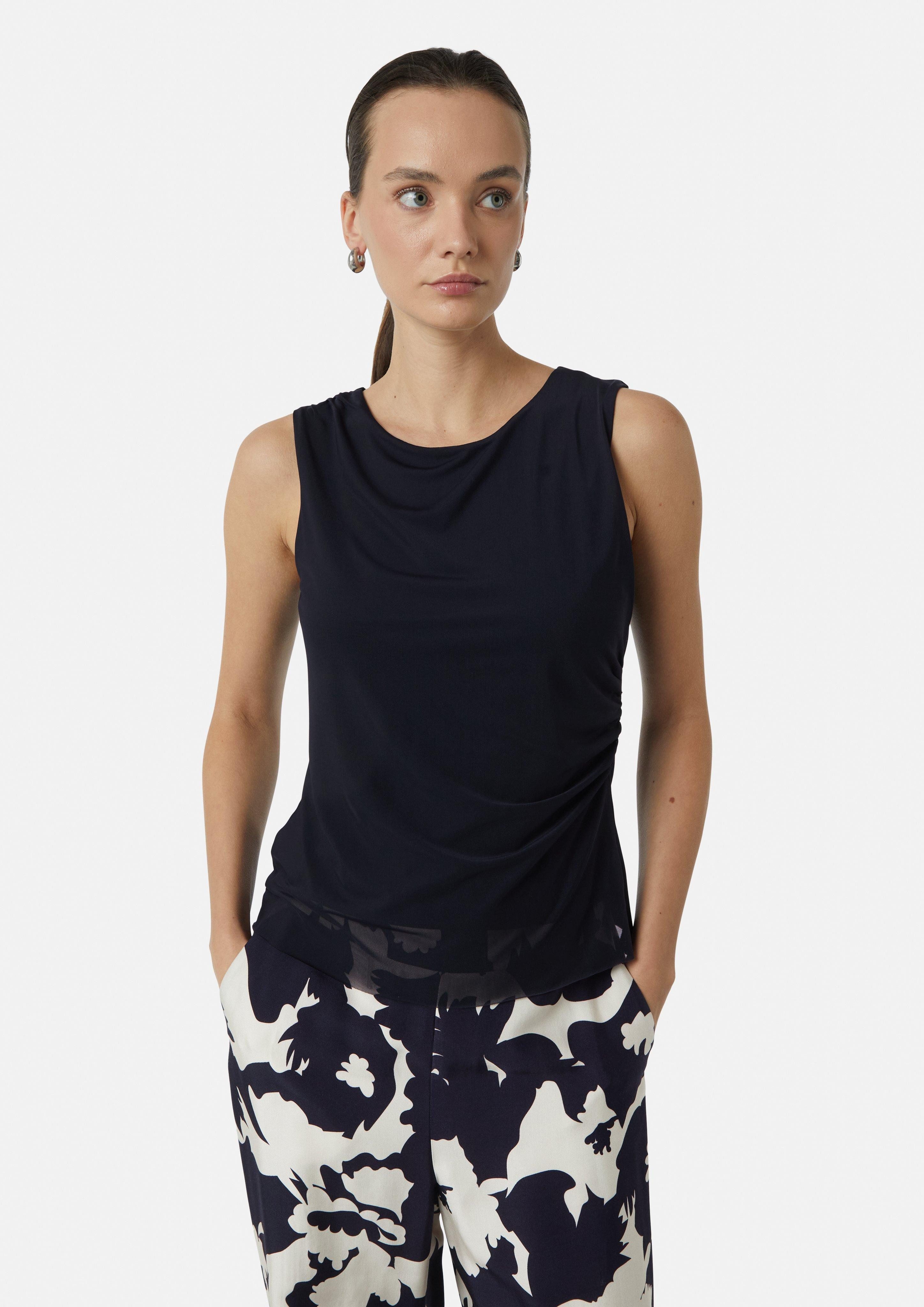 Comma Shirttop Mesh-Top mit seitlicher Raffung Raffung