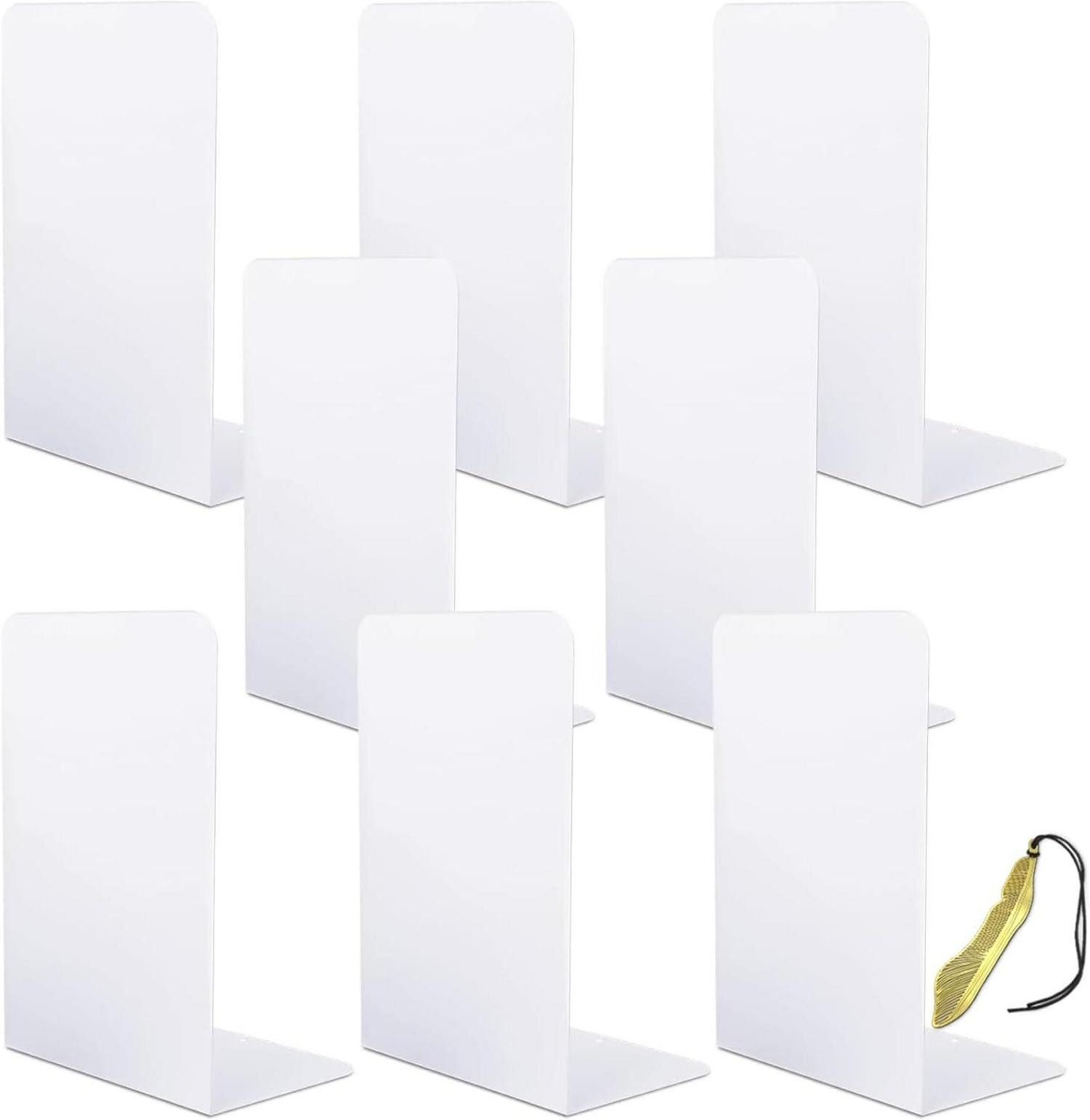 LuxusKollektion Buchstütze Подставки для книг Metall 4 Paare, Bücherhalter Regal Weiß - Stabile